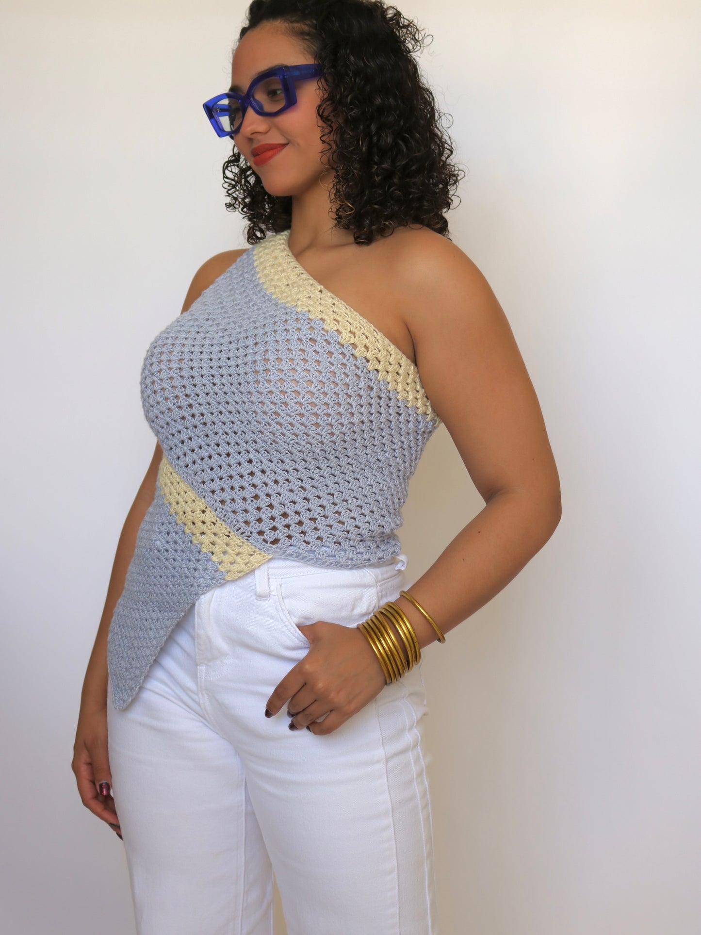 One Shoulder Assymetrical Crochet Top