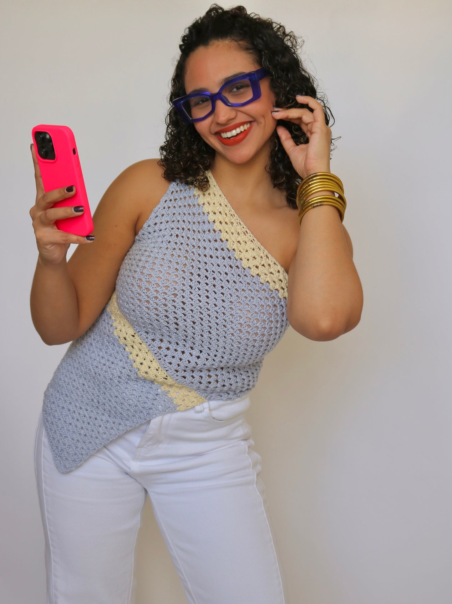 One Shoulder Assymetrical Crochet Top