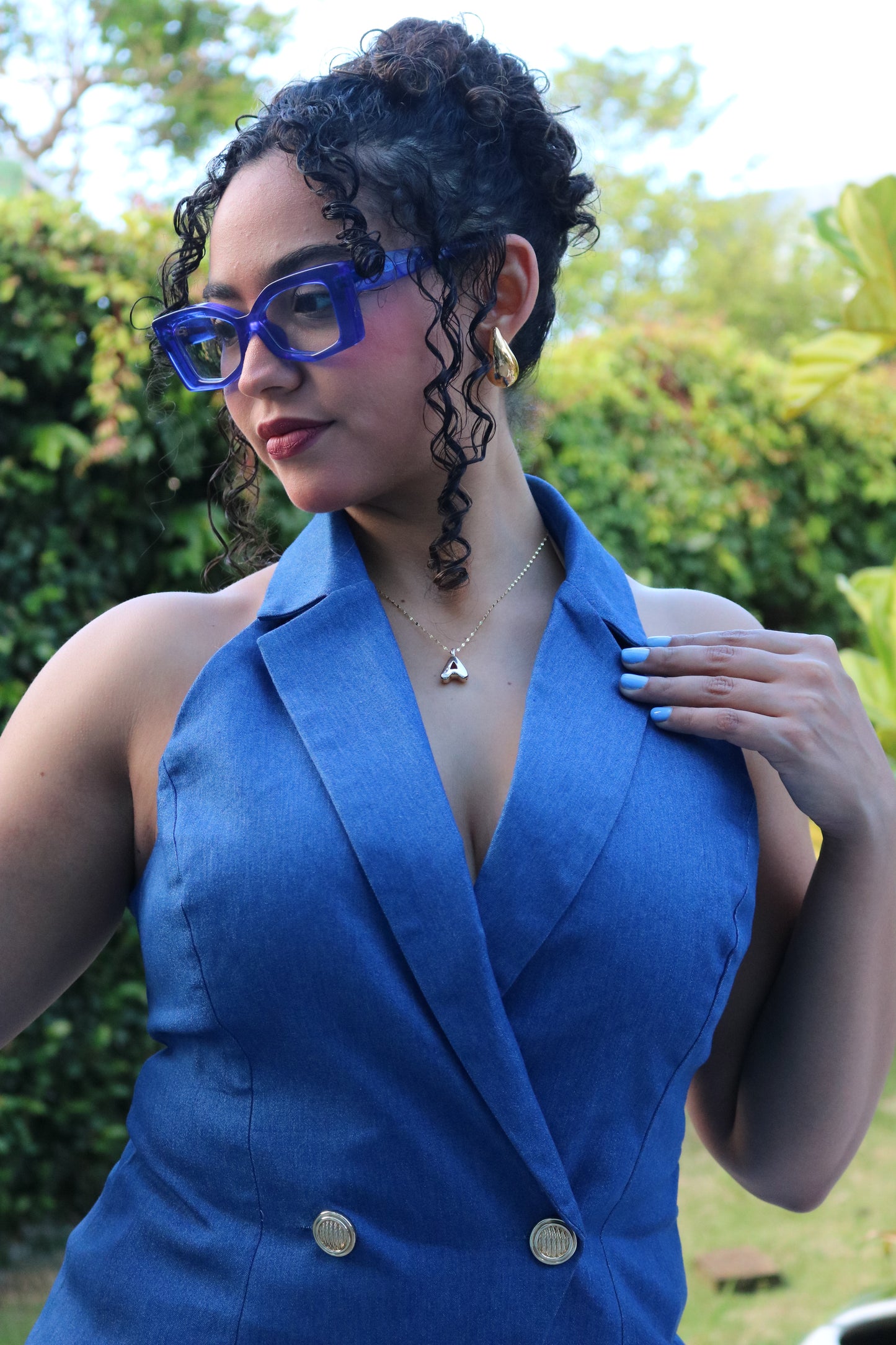 Denim Halter Vest Set