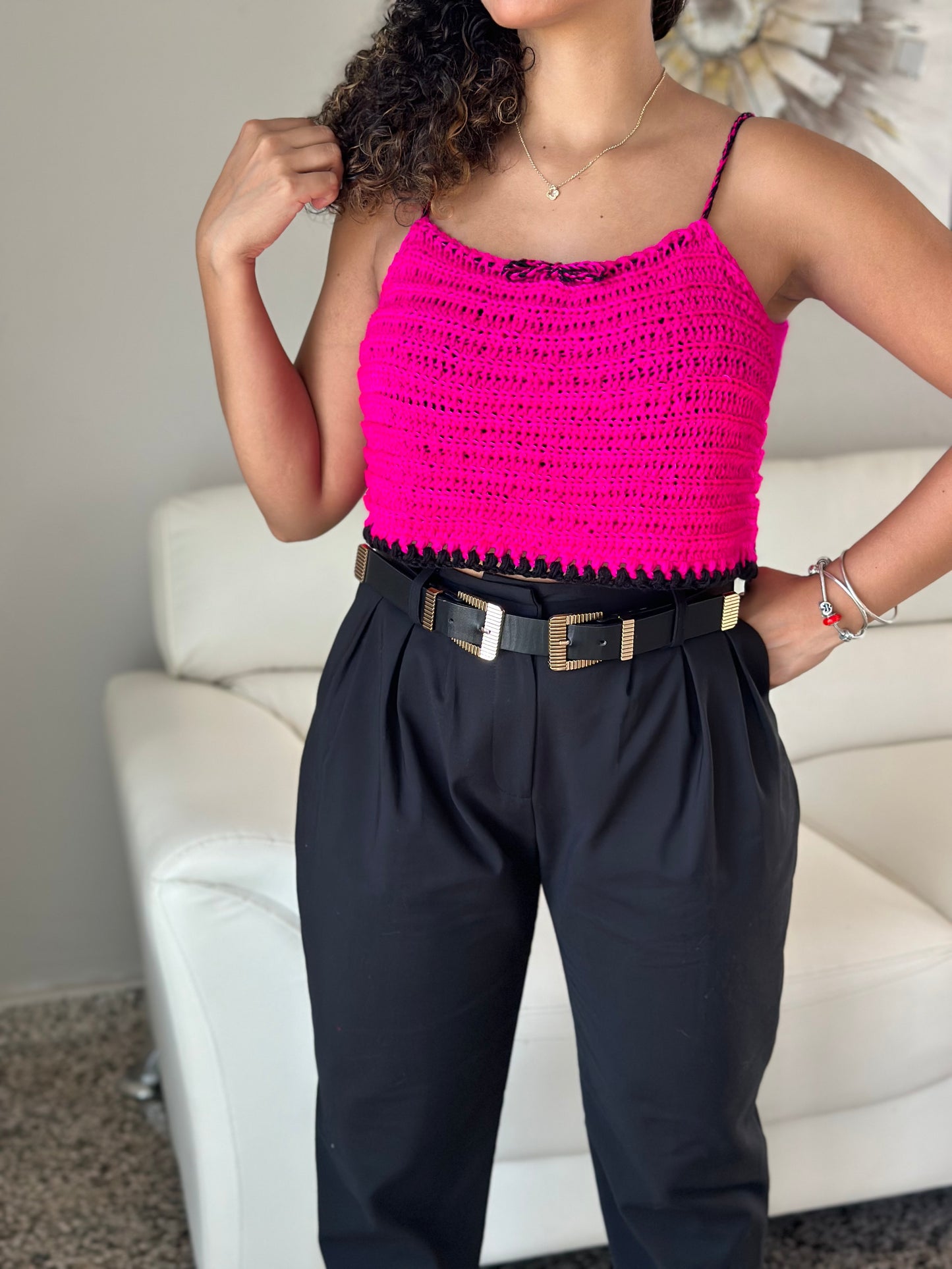 Fushia Crochet Top