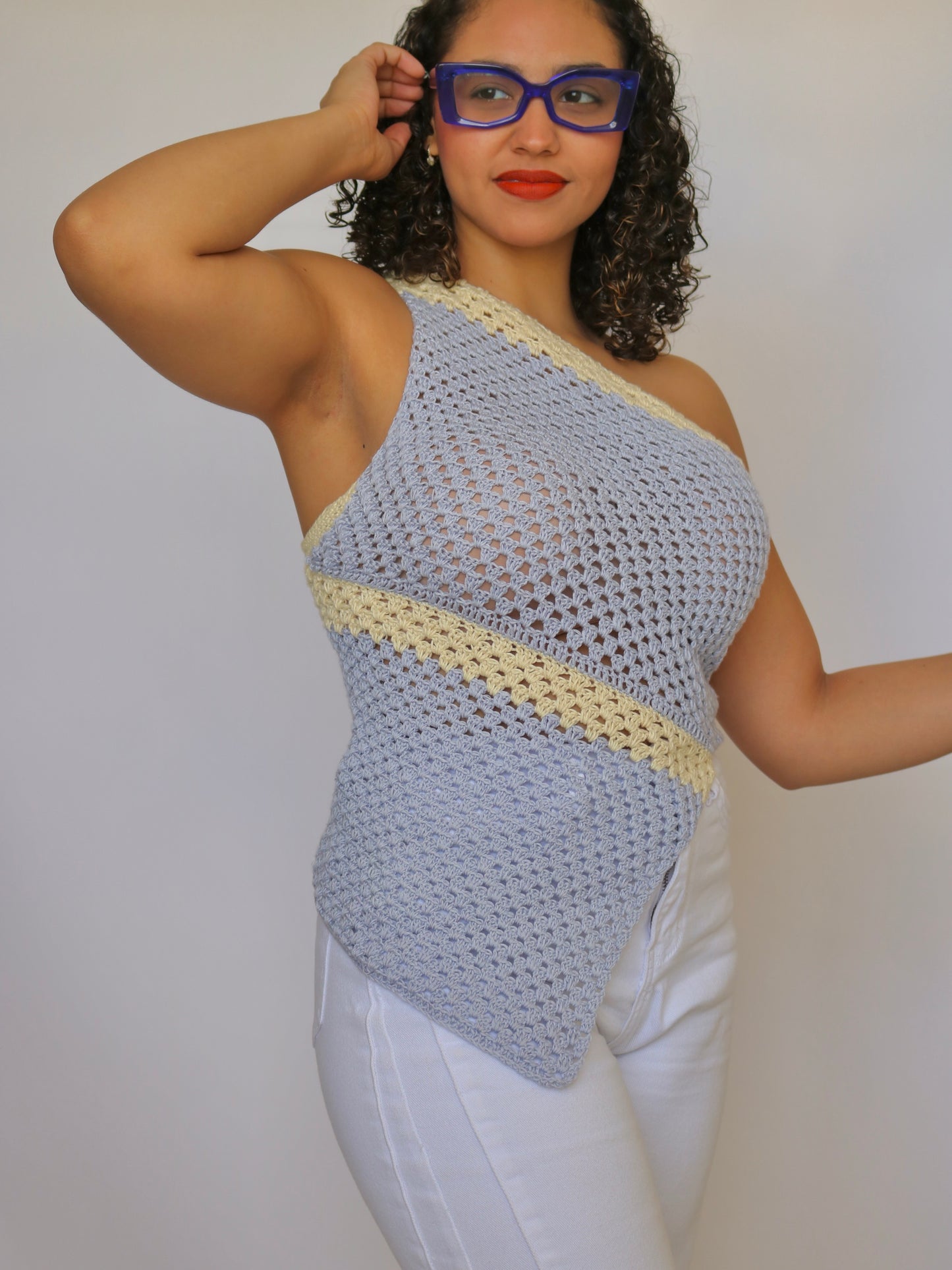 One Shoulder Assymetrical Crochet Top