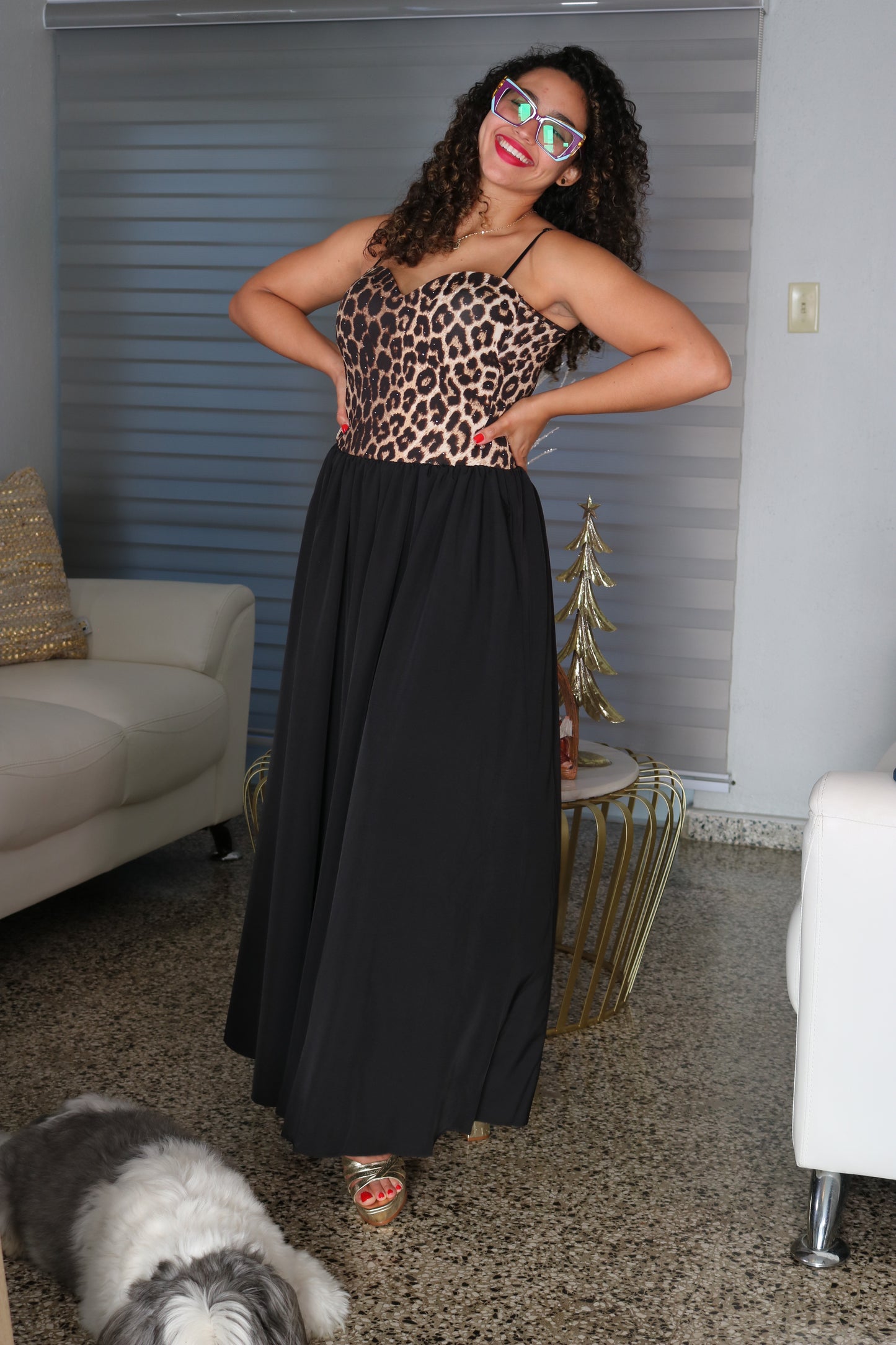 Animal Print Studded Dress