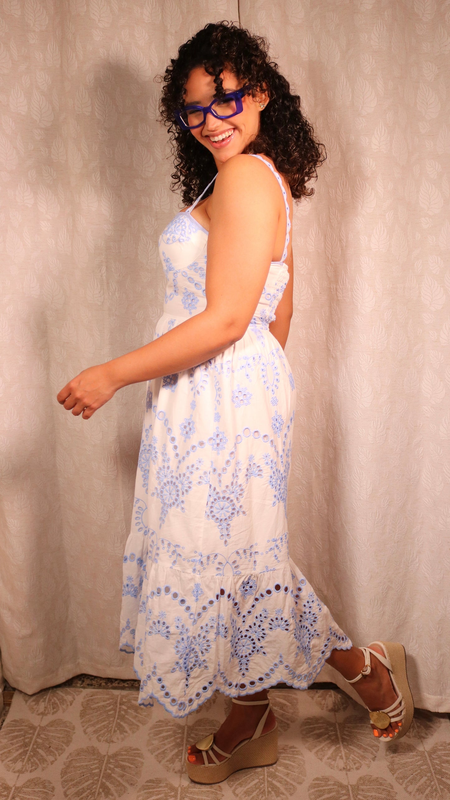 Embroidered Midi Dress