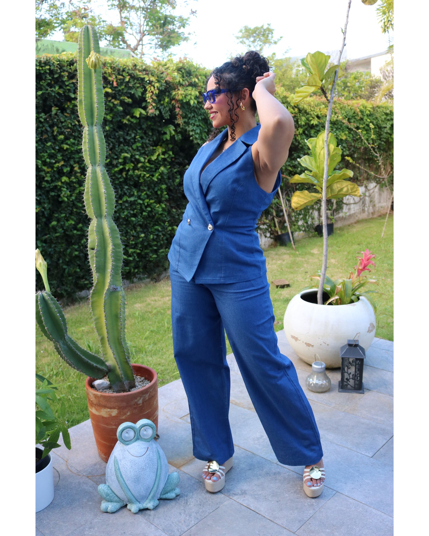 Denim Halter Vest Set