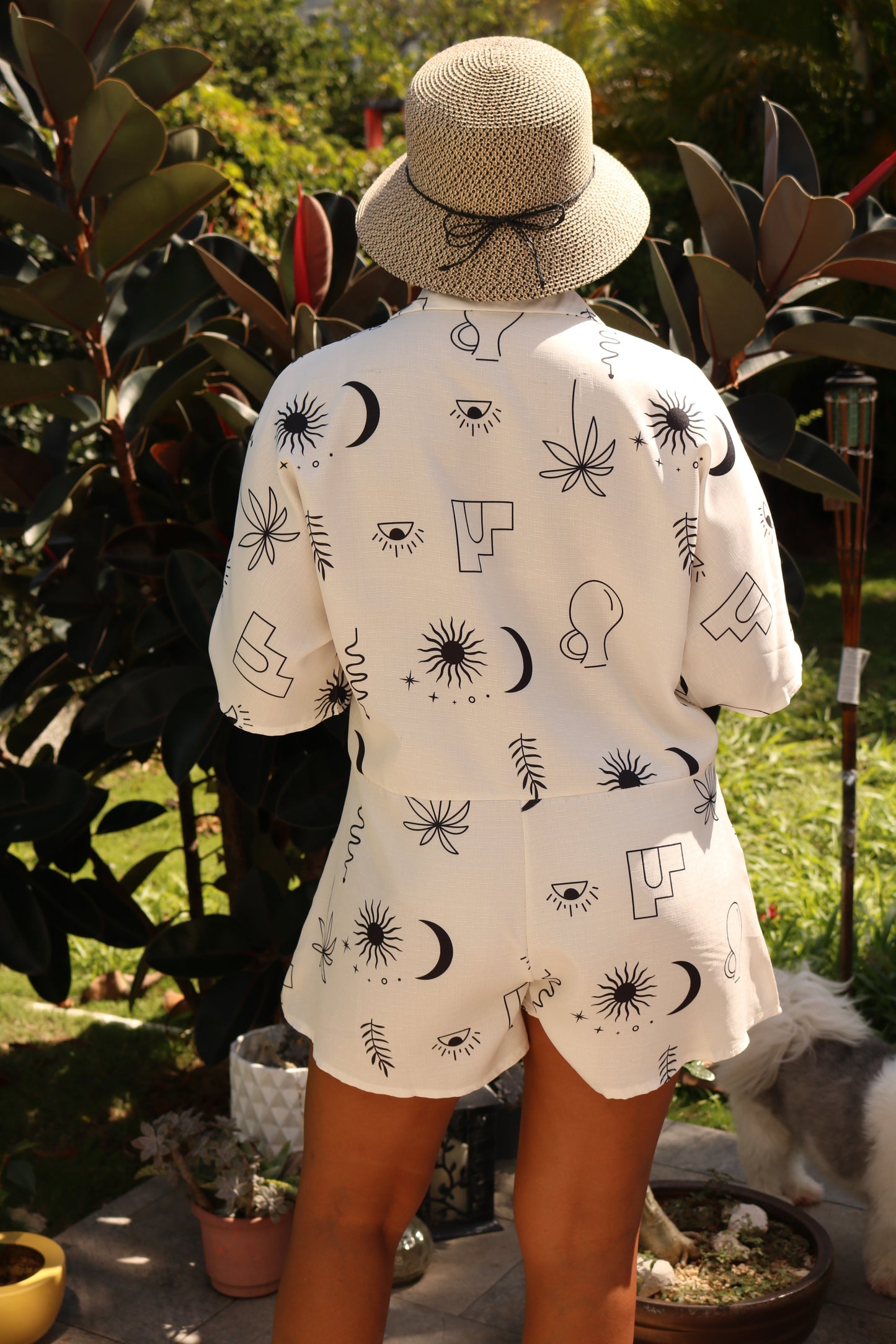 Short Sleeve Printed Romper