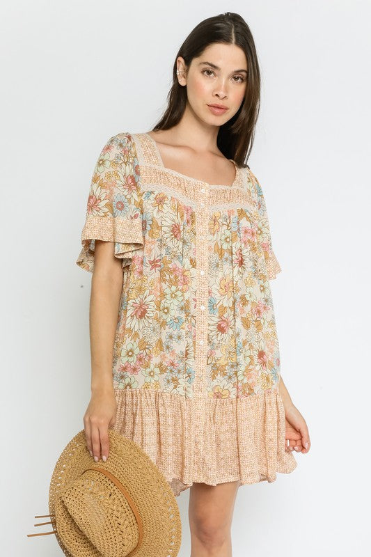 Taupe floral Dress