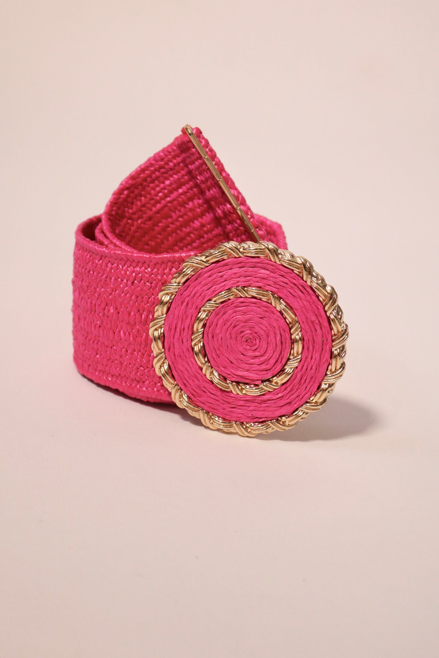 Gold Buckle Rafia Stretch Belt