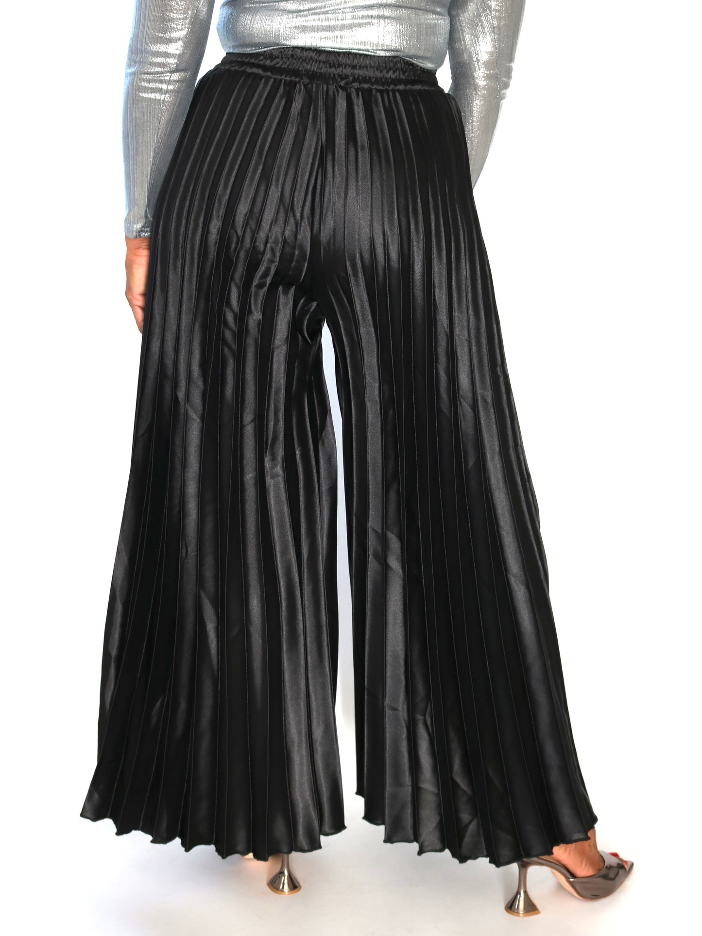 Black Pleated Wide Leg Pants