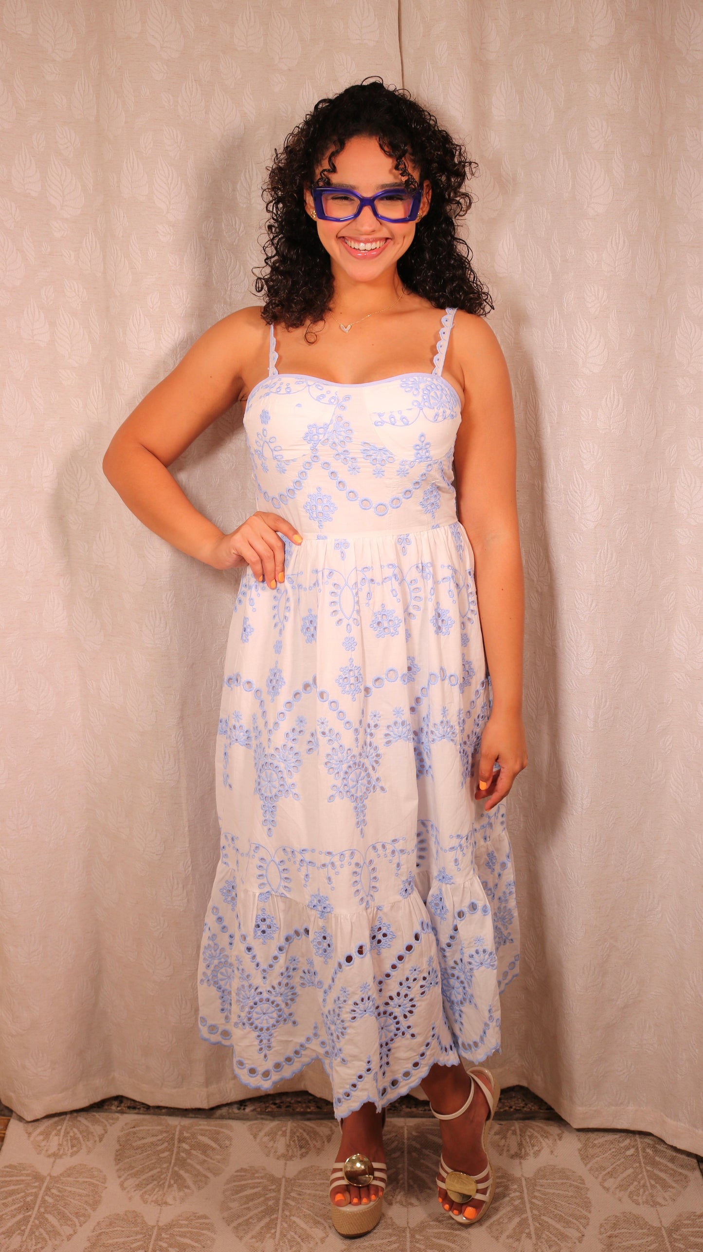 Embroidered Midi Dress