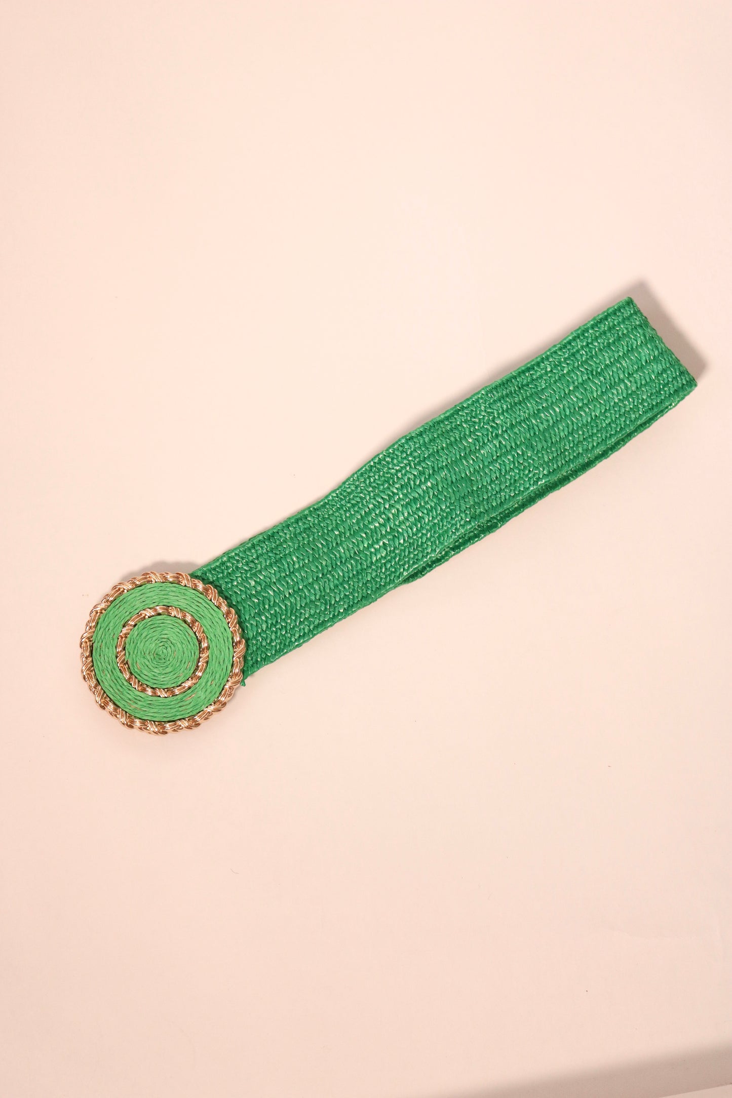 Gold Buckle Rafia Stretch Belt