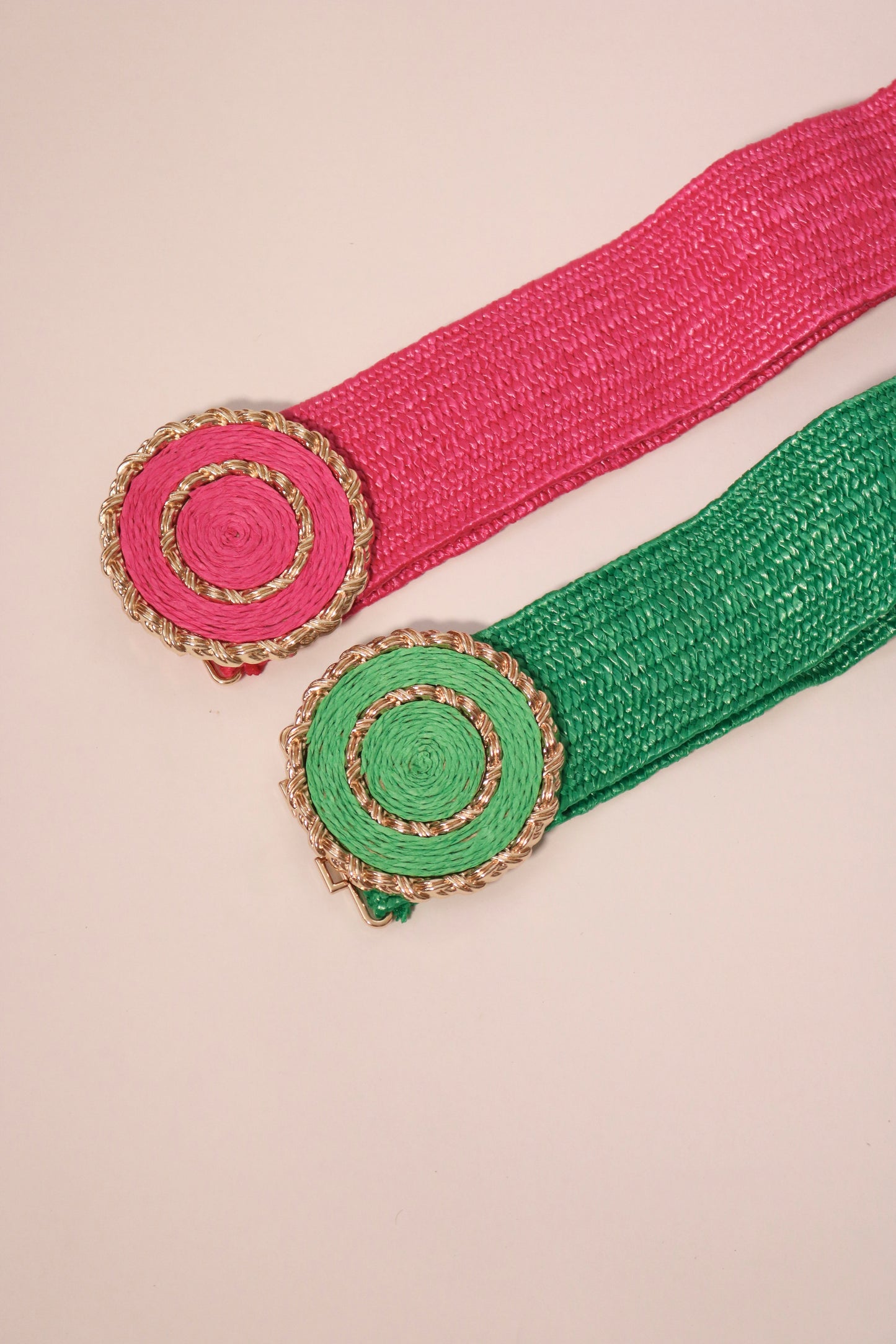 Gold Buckle Rafia Stretch Belt