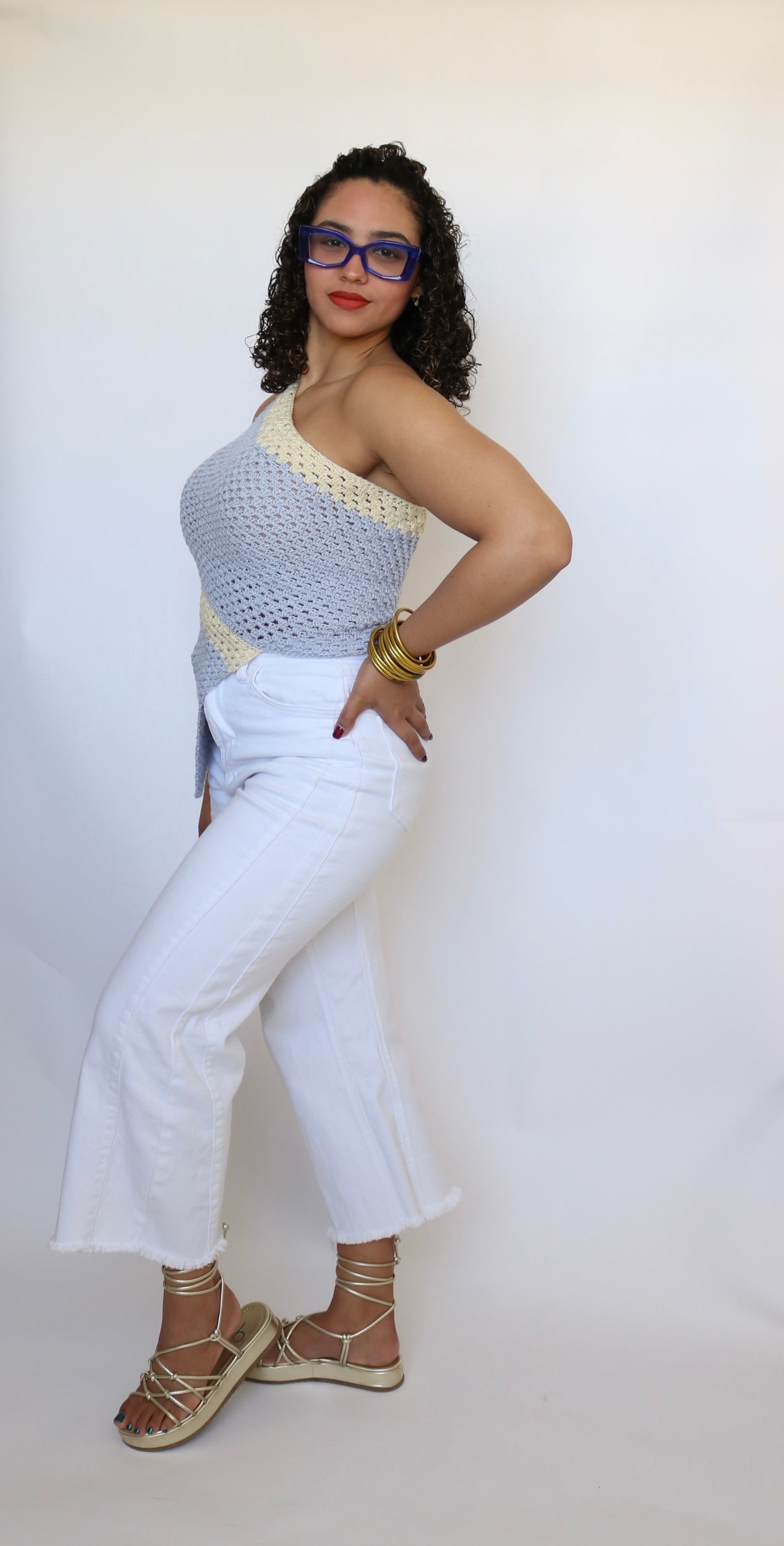 One Shoulder Assymetrical Crochet Top