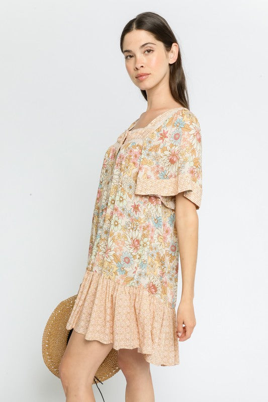 Taupe floral Dress