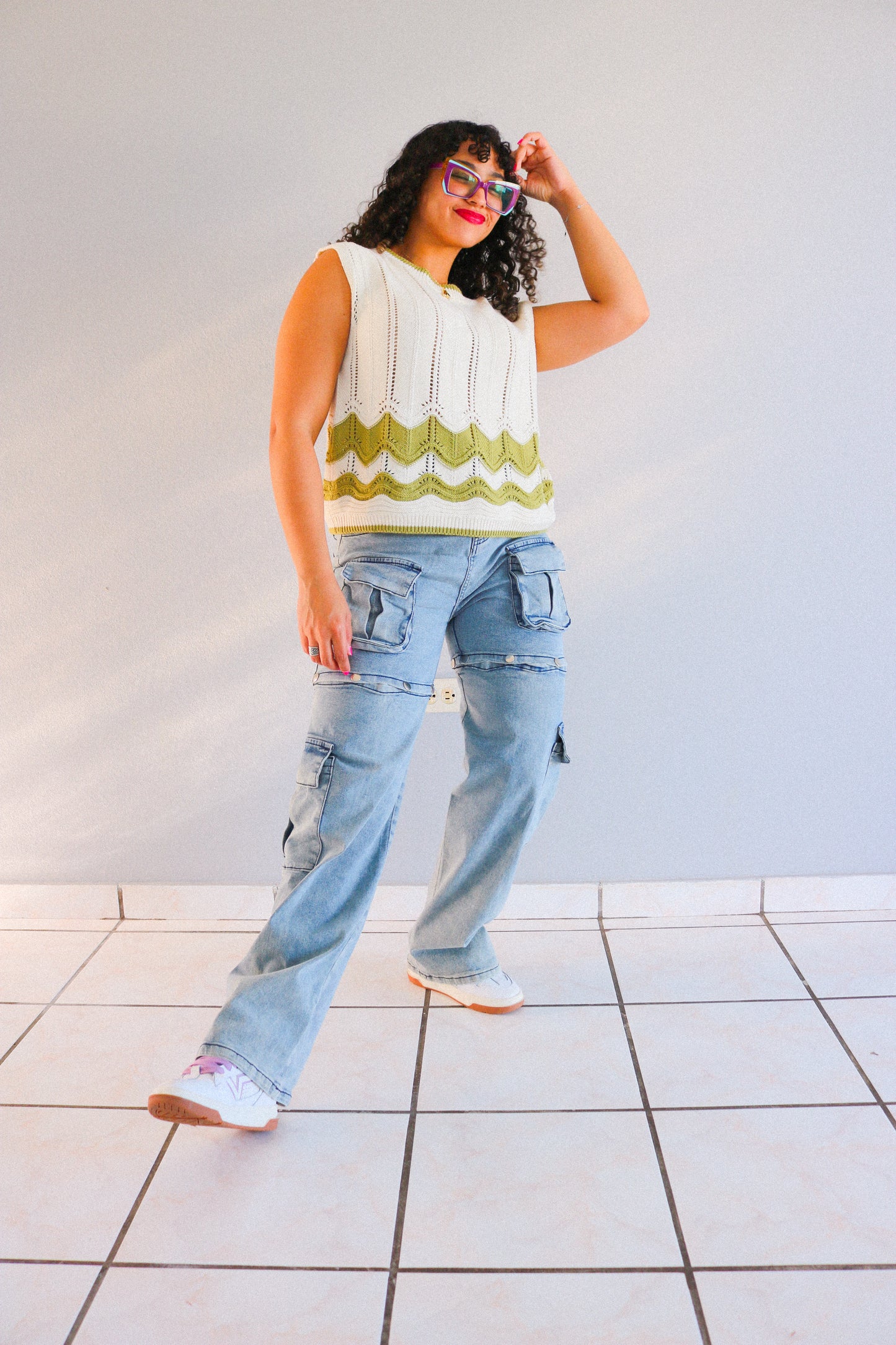 Cable Knit Sleeves Top