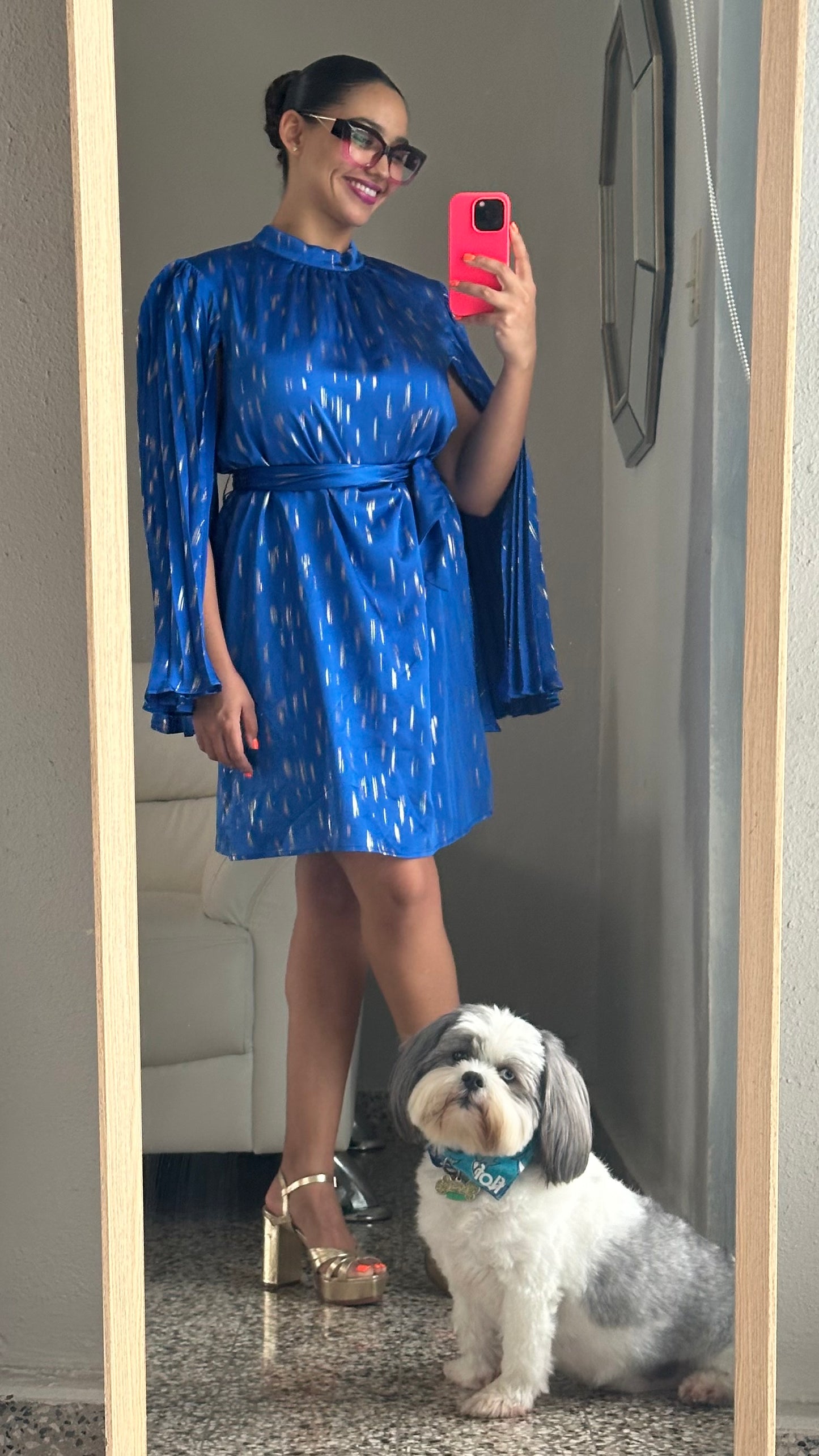 Pleated Open Sleeves Dress