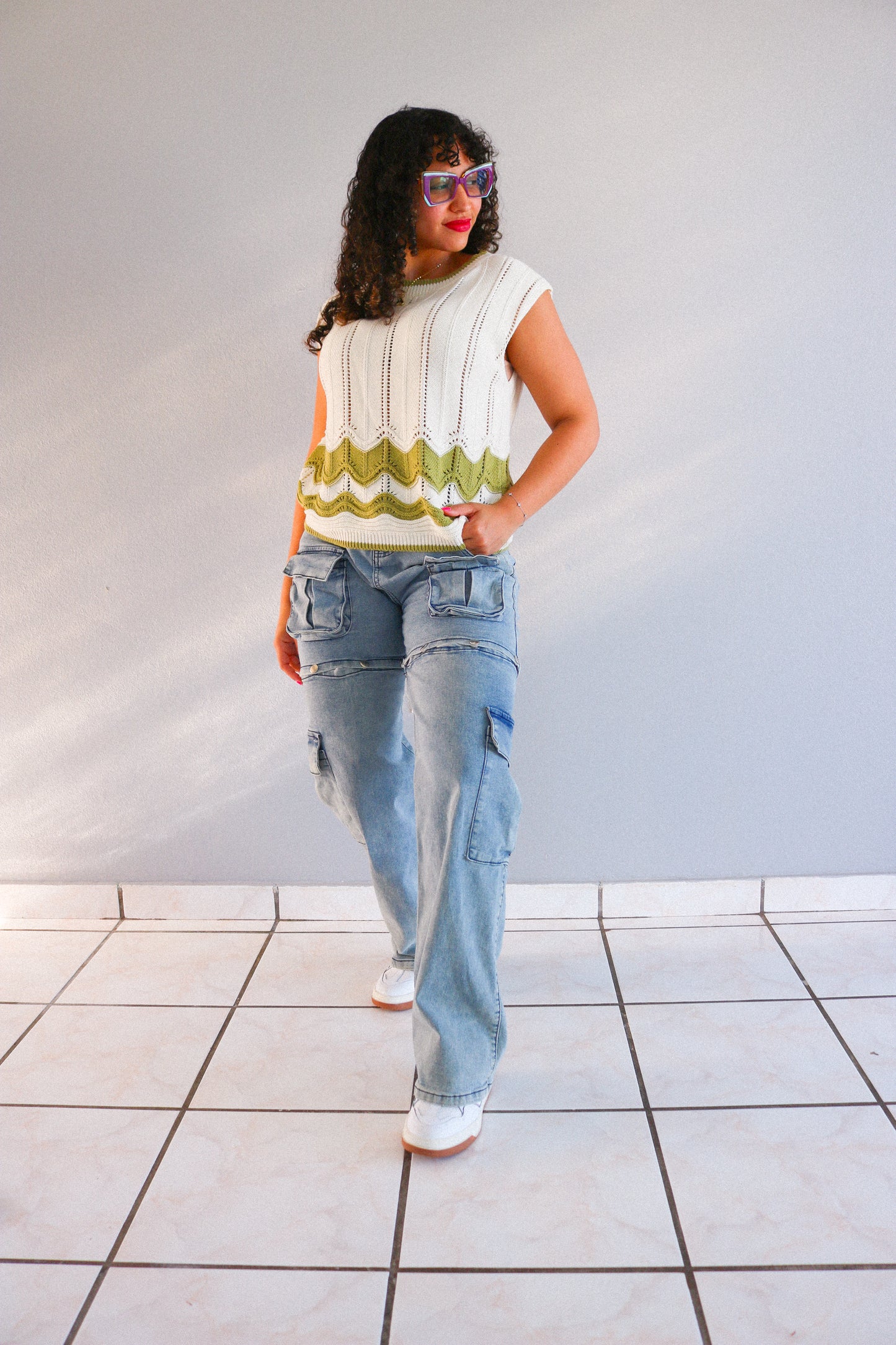Cable Knit Sleeves Top