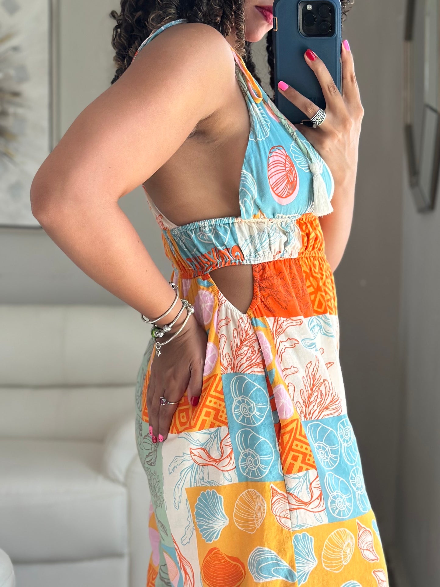 Cut Out Printed Jumpsuit
