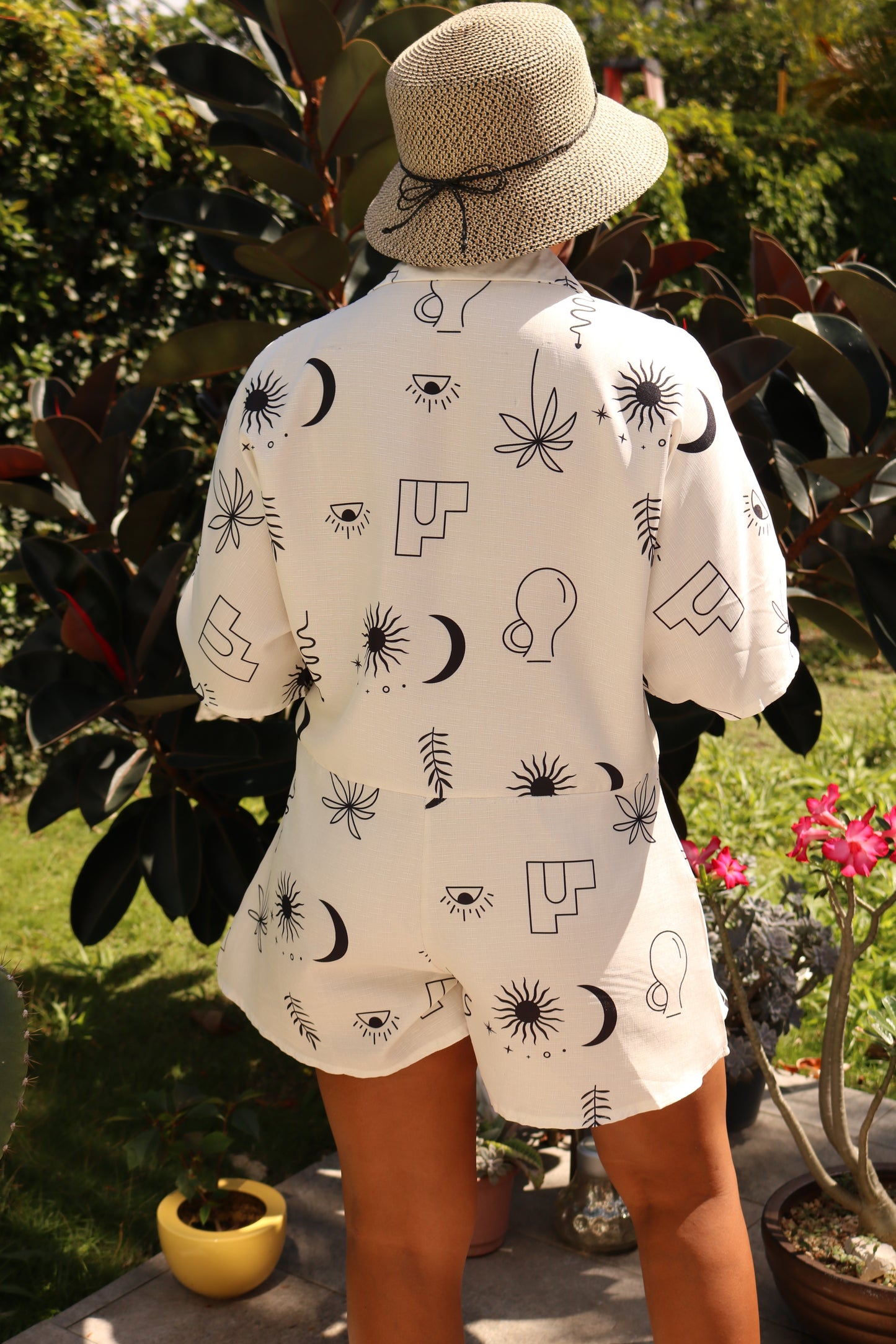 Short Sleeve Printed Romper