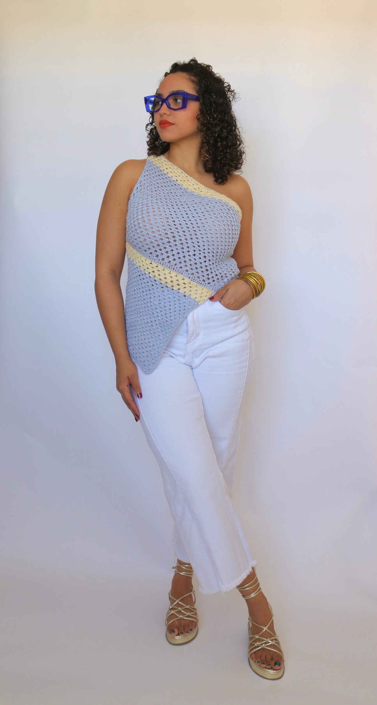 One Shoulder Assymetrical Crochet Top
