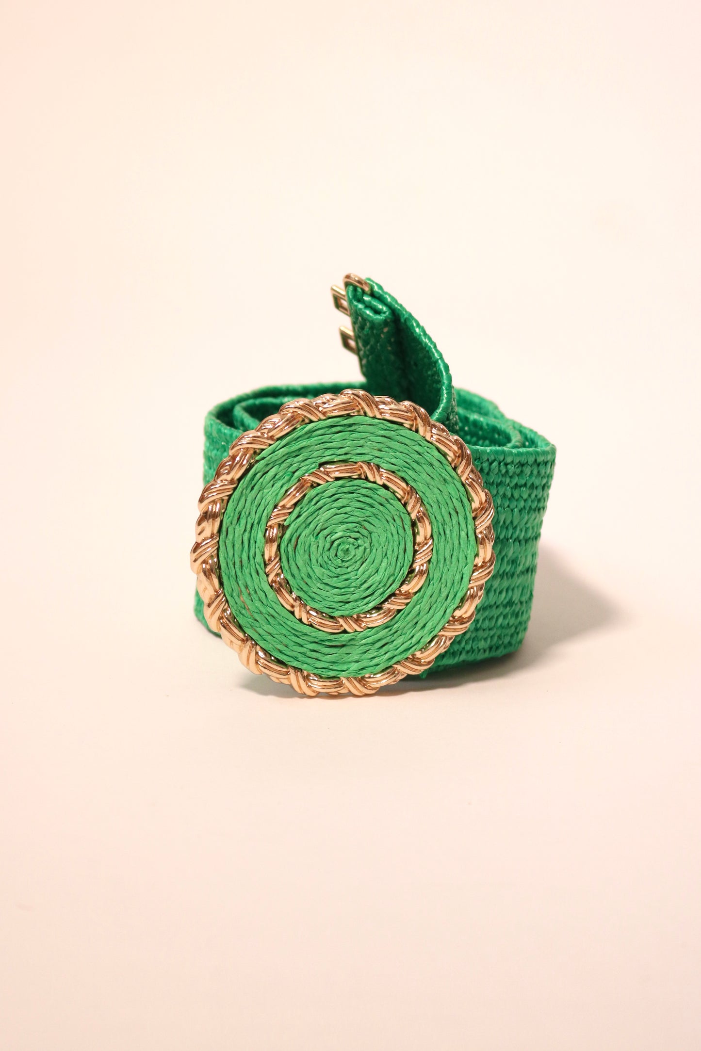 Gold Buckle Rafia Stretch Belt