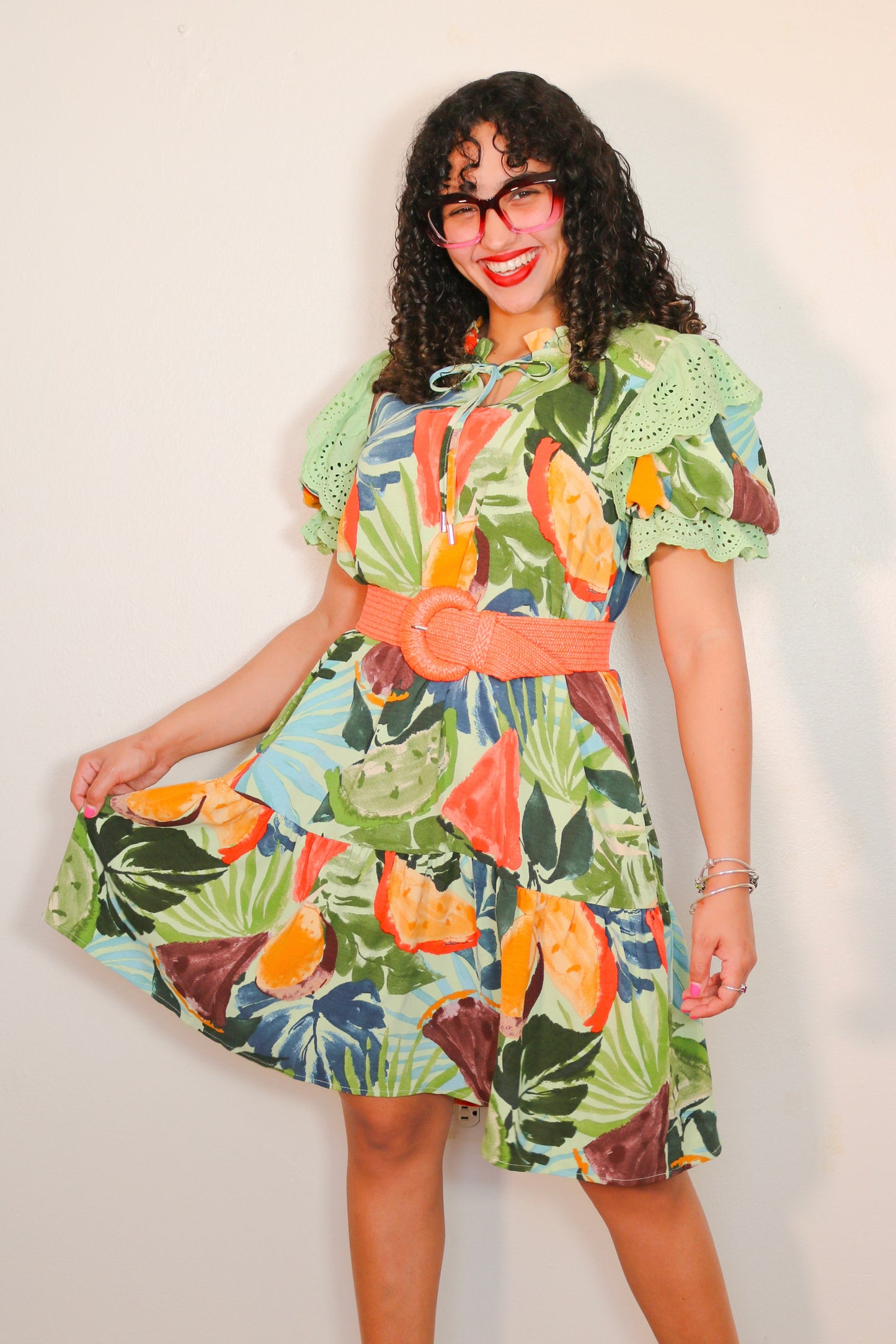Tropical Printed Mini Dress