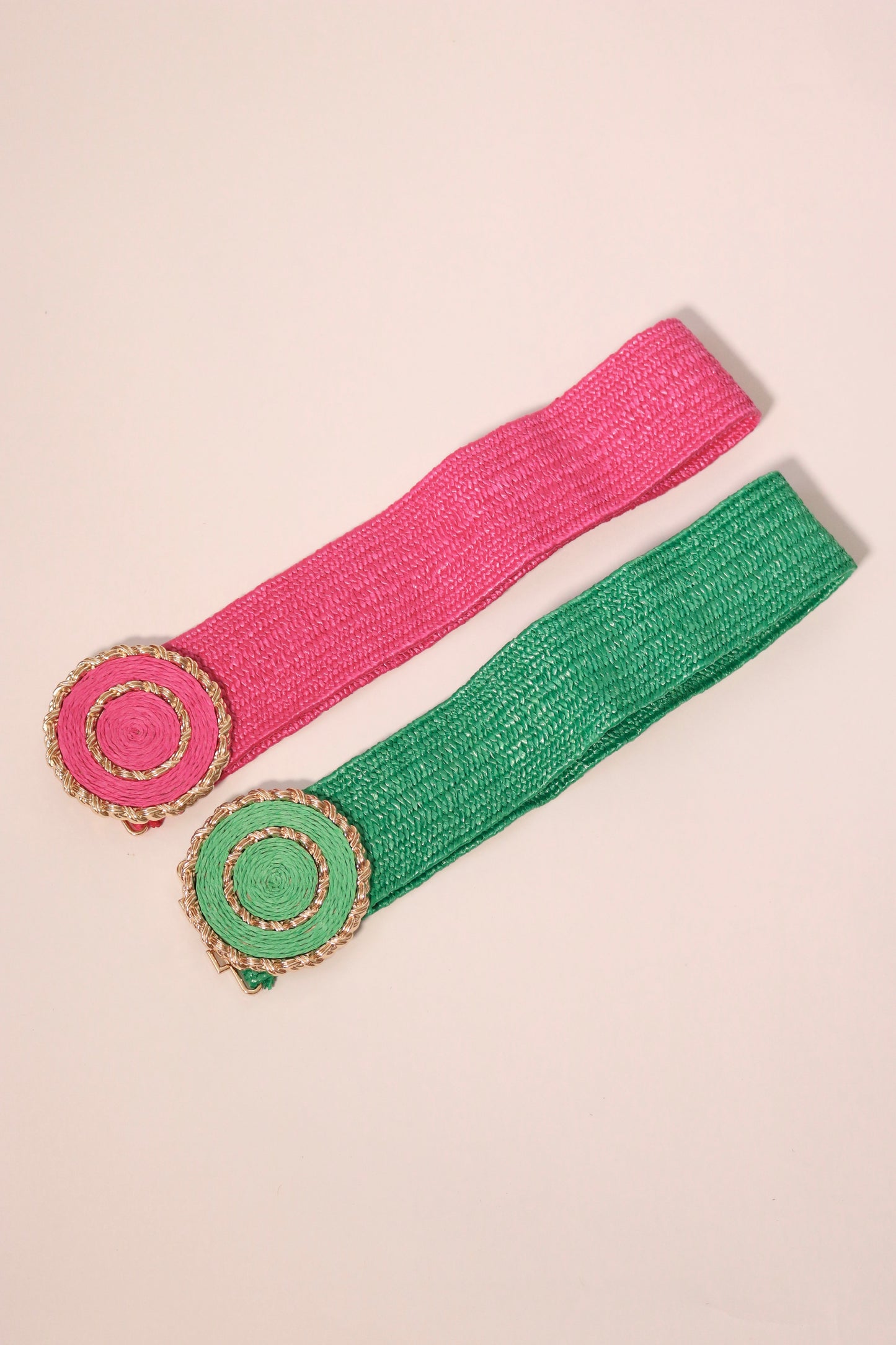 Gold Buckle Rafia Stretch Belt