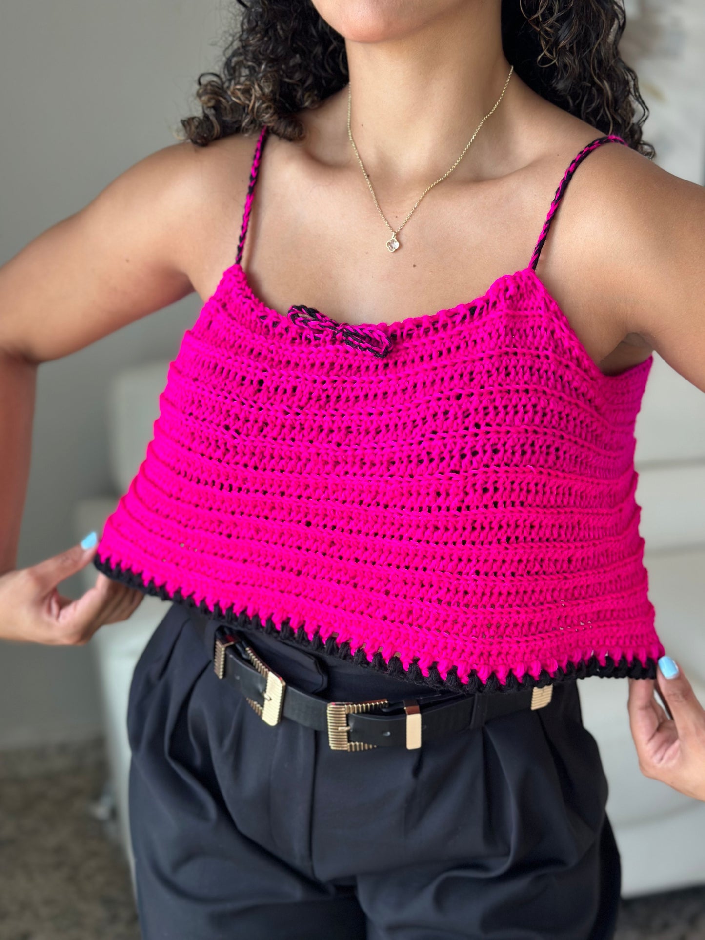 Fushia Crochet Top