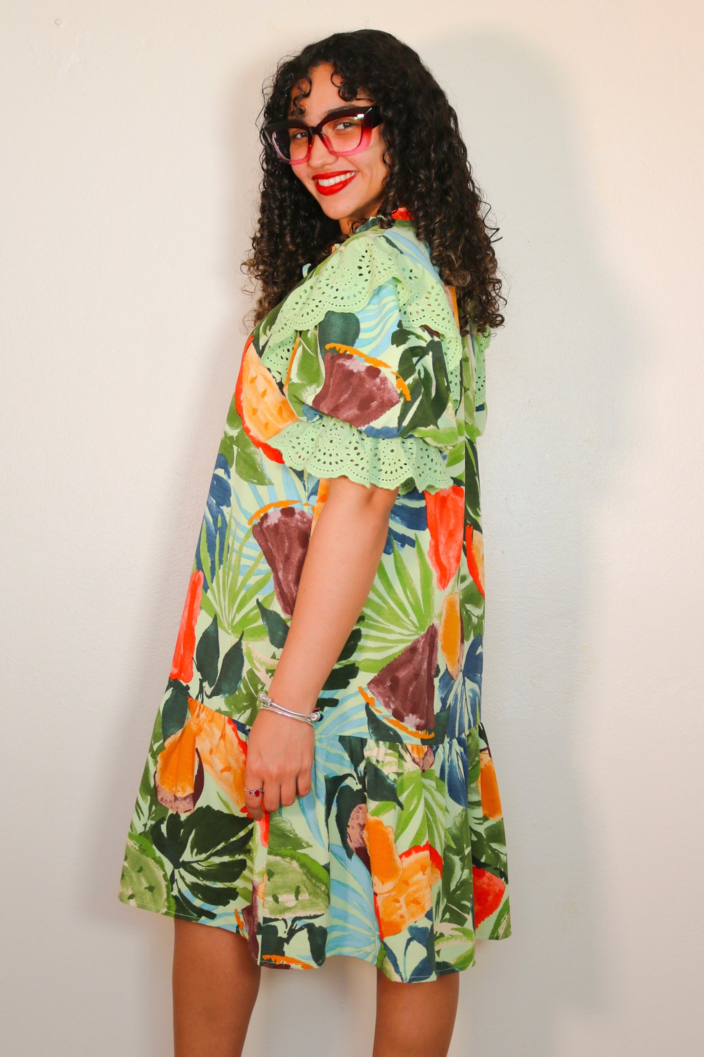 Tropical Printed Mini Dress