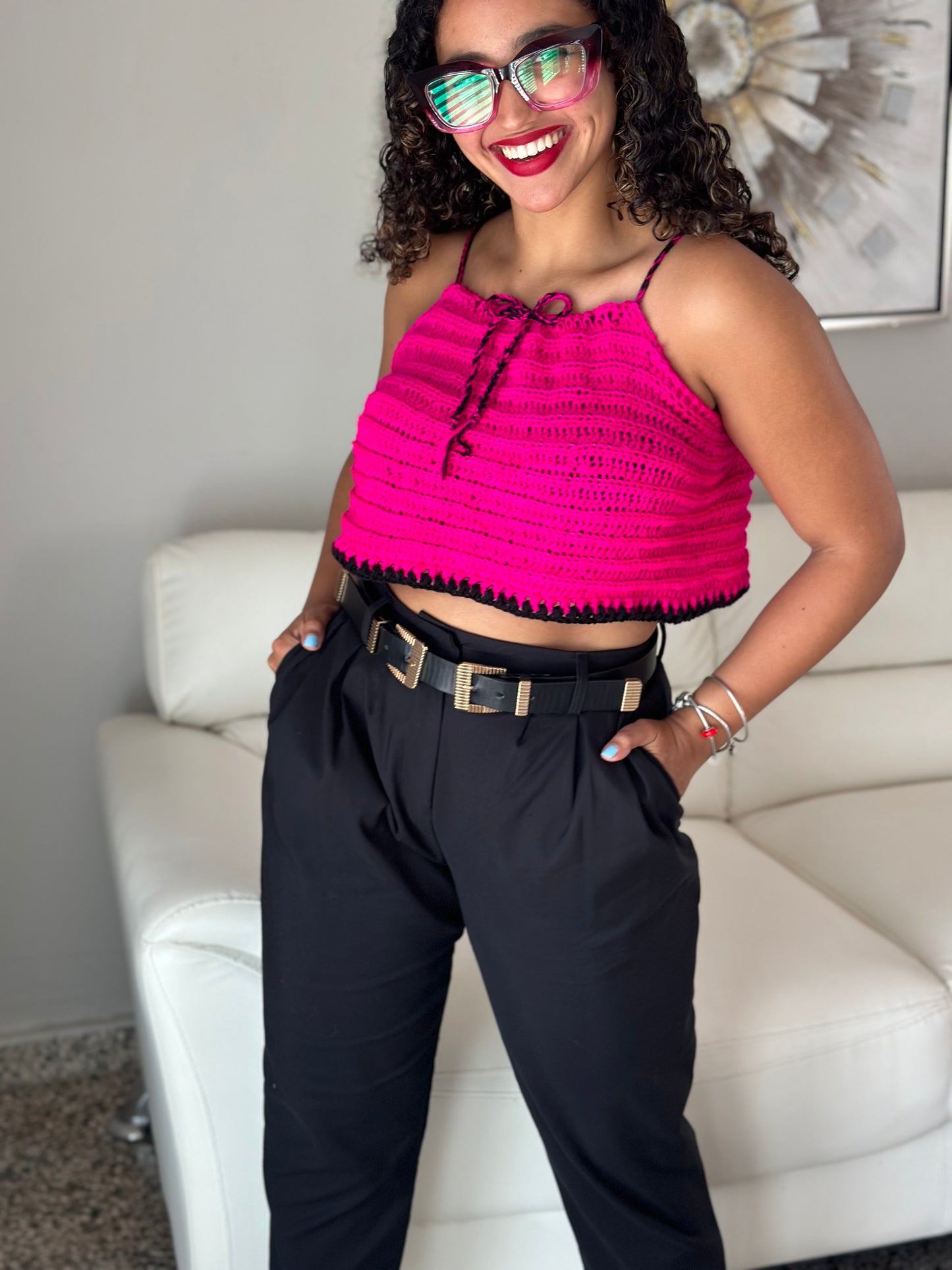 Fushia Crochet Top