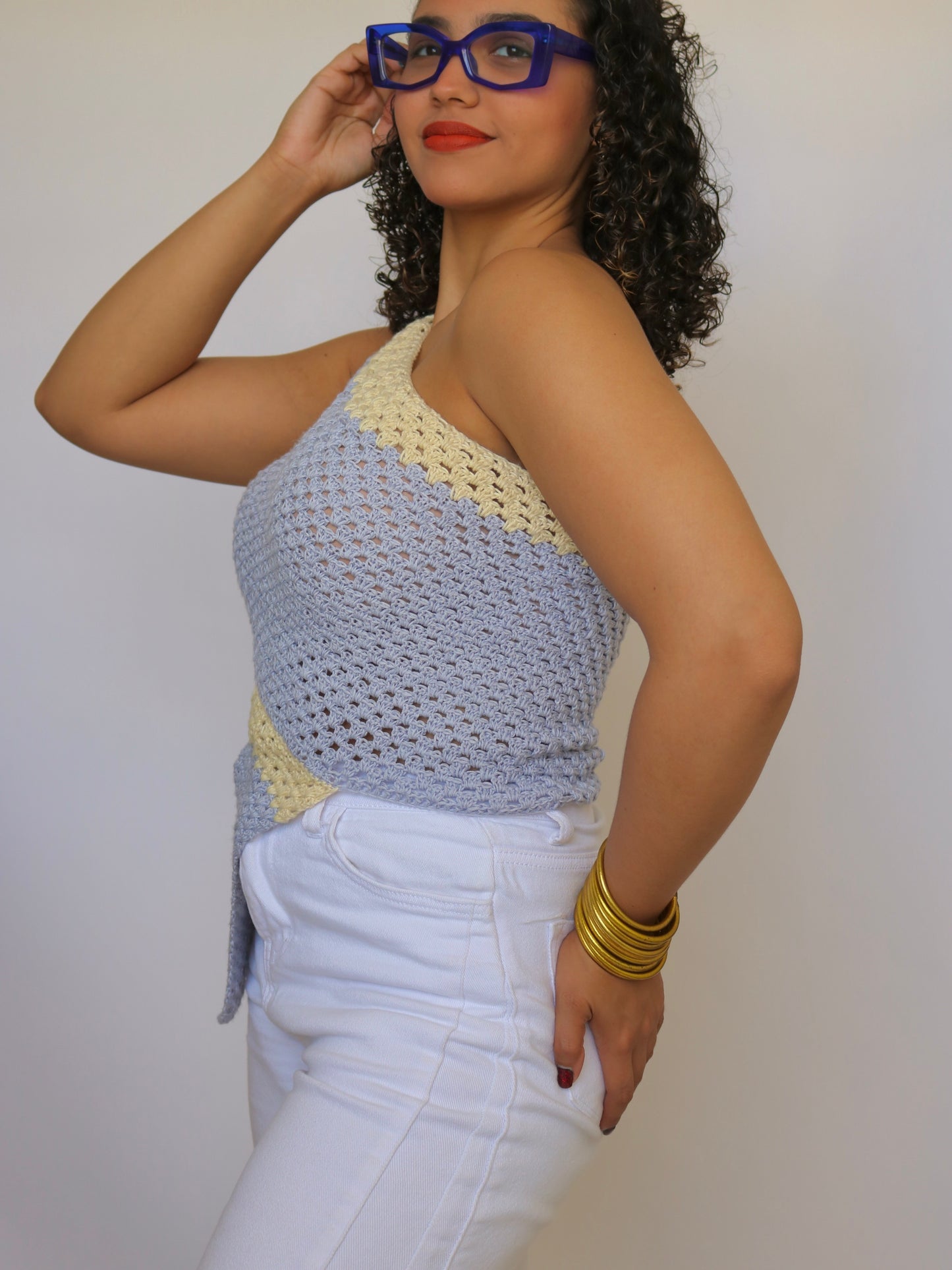 One Shoulder Assymetrical Crochet Top