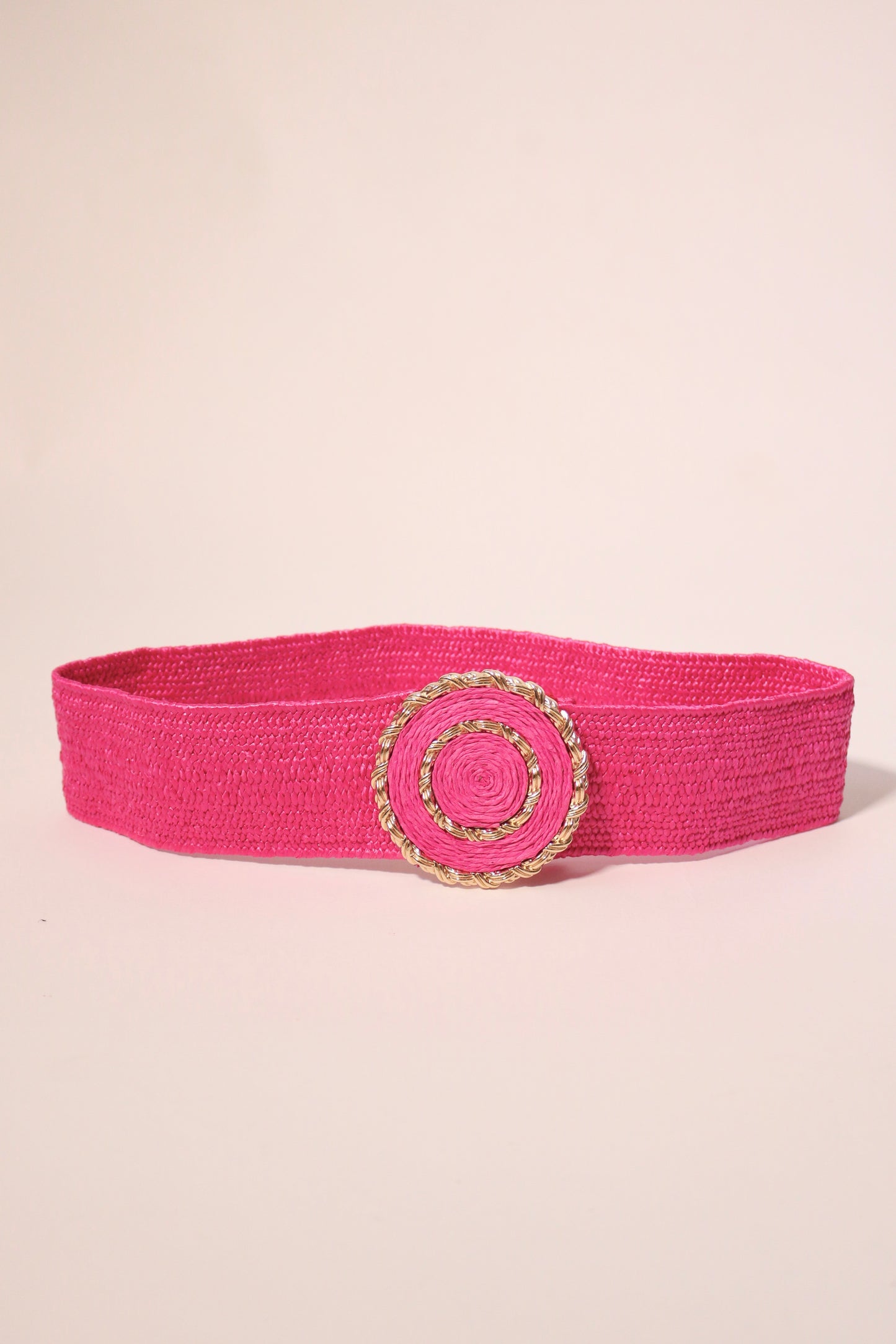 Gold Buckle Rafia Stretch Belt