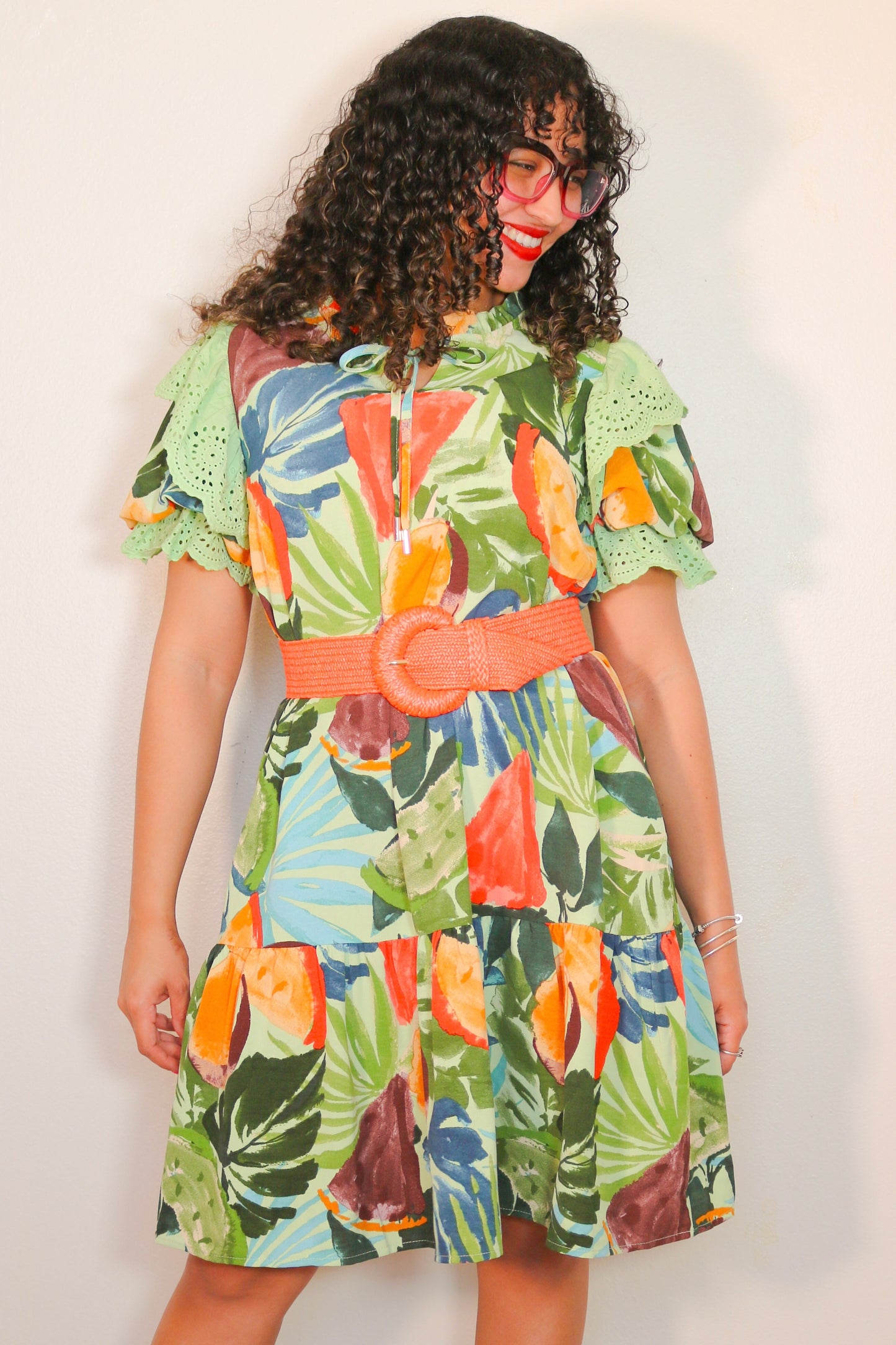 Tropical Printed Mini Dress