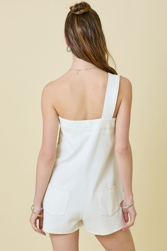 White Denim Romper