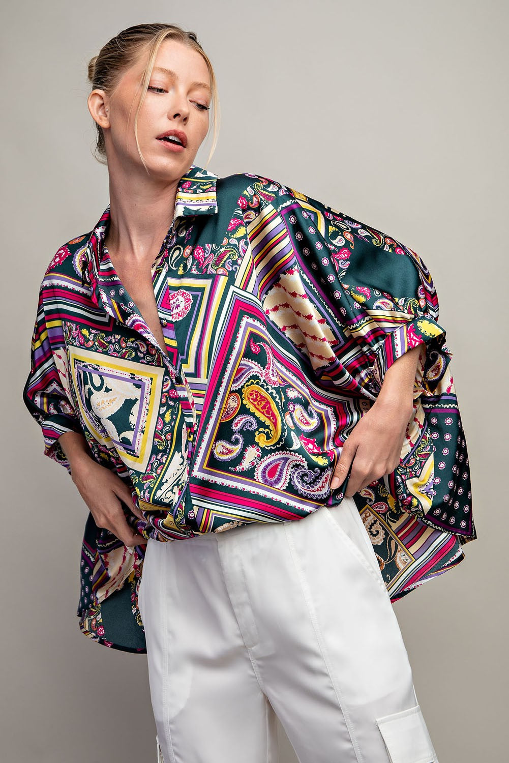 Printed Button down Blouse