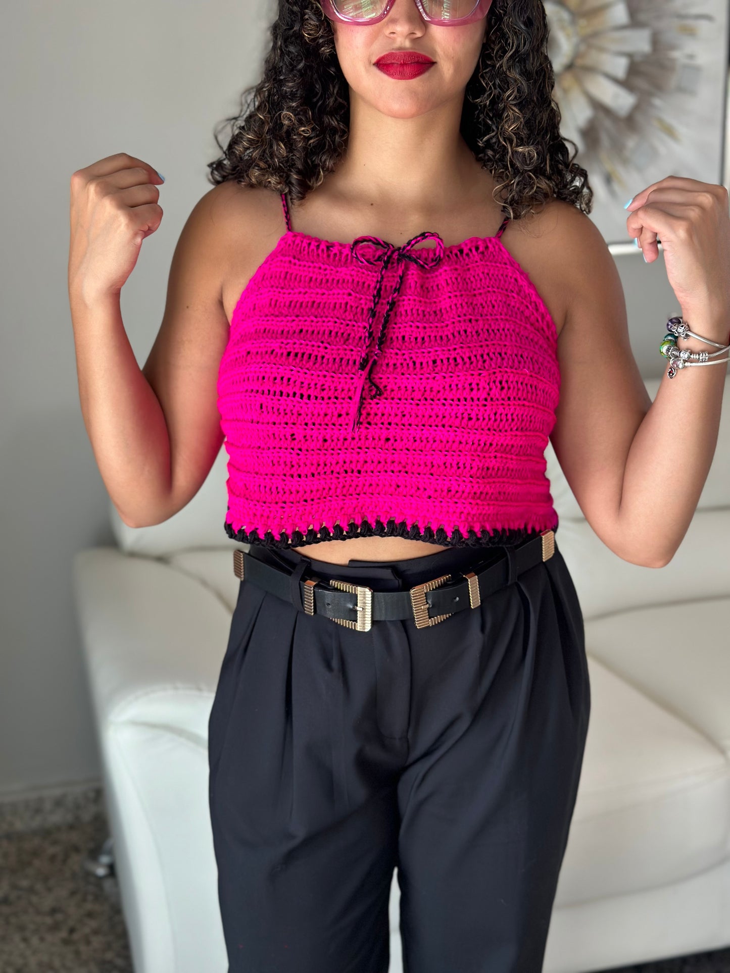 Fushia Crochet Top