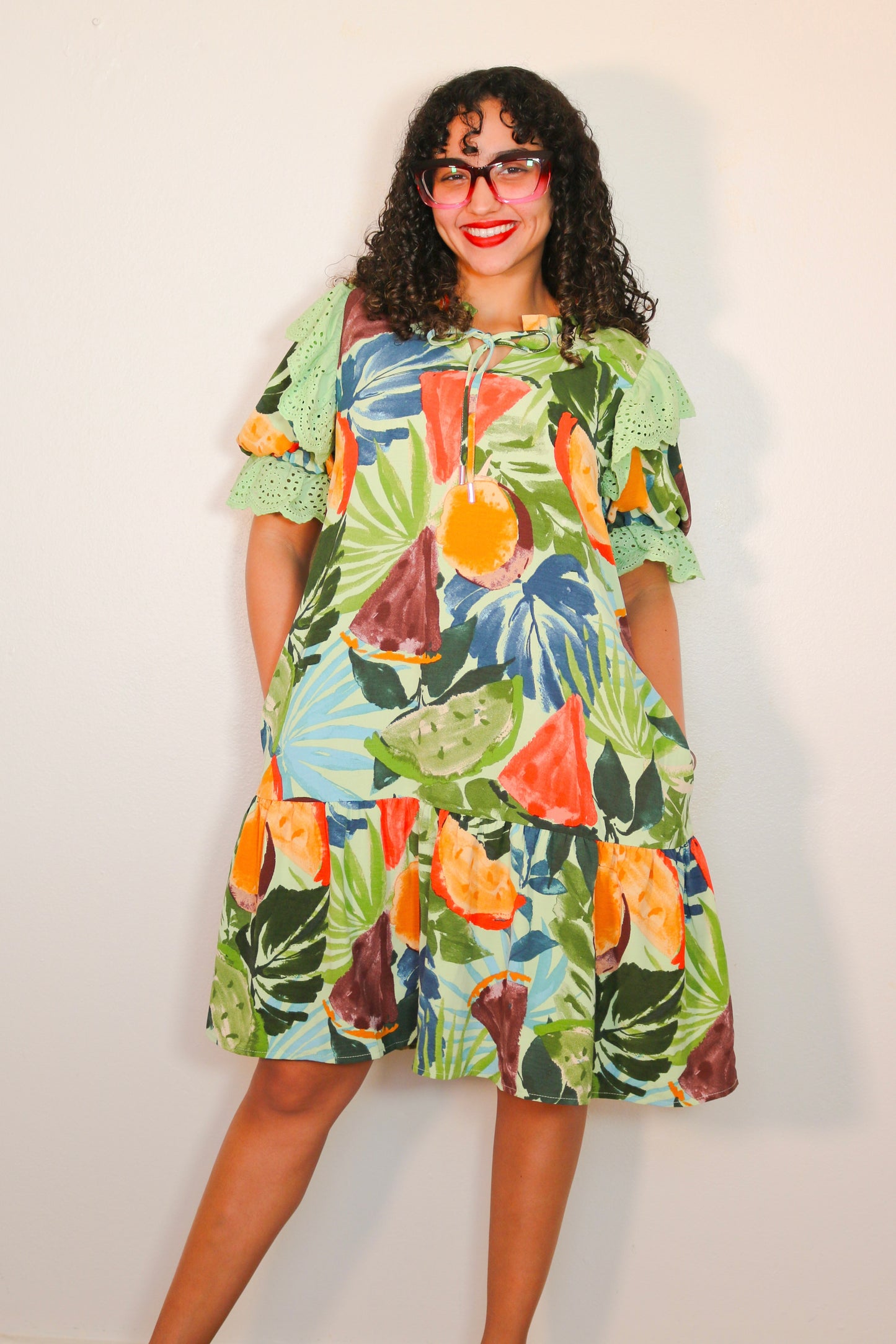 Tropical Printed Mini Dress