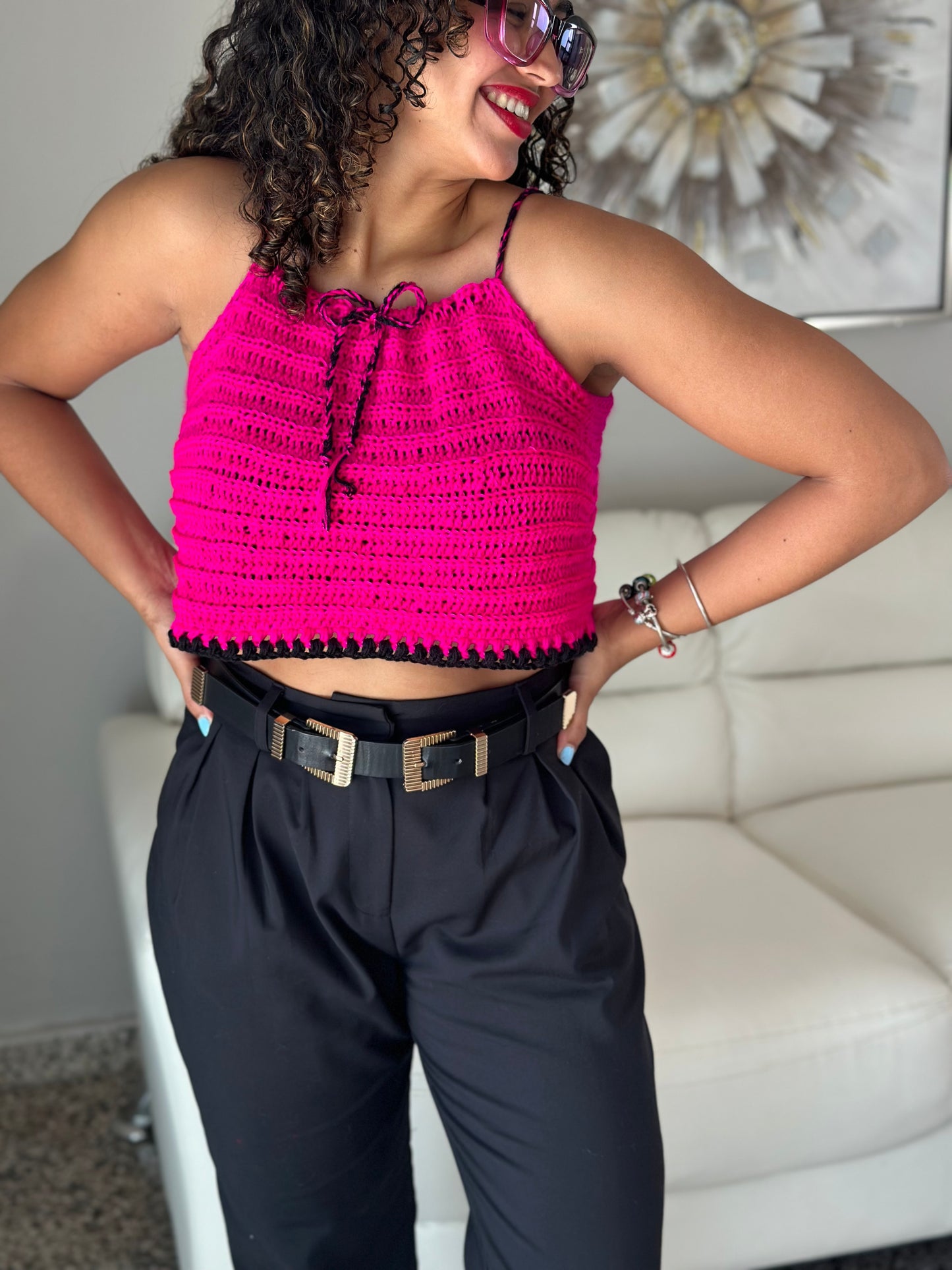 Fushia Crochet Top
