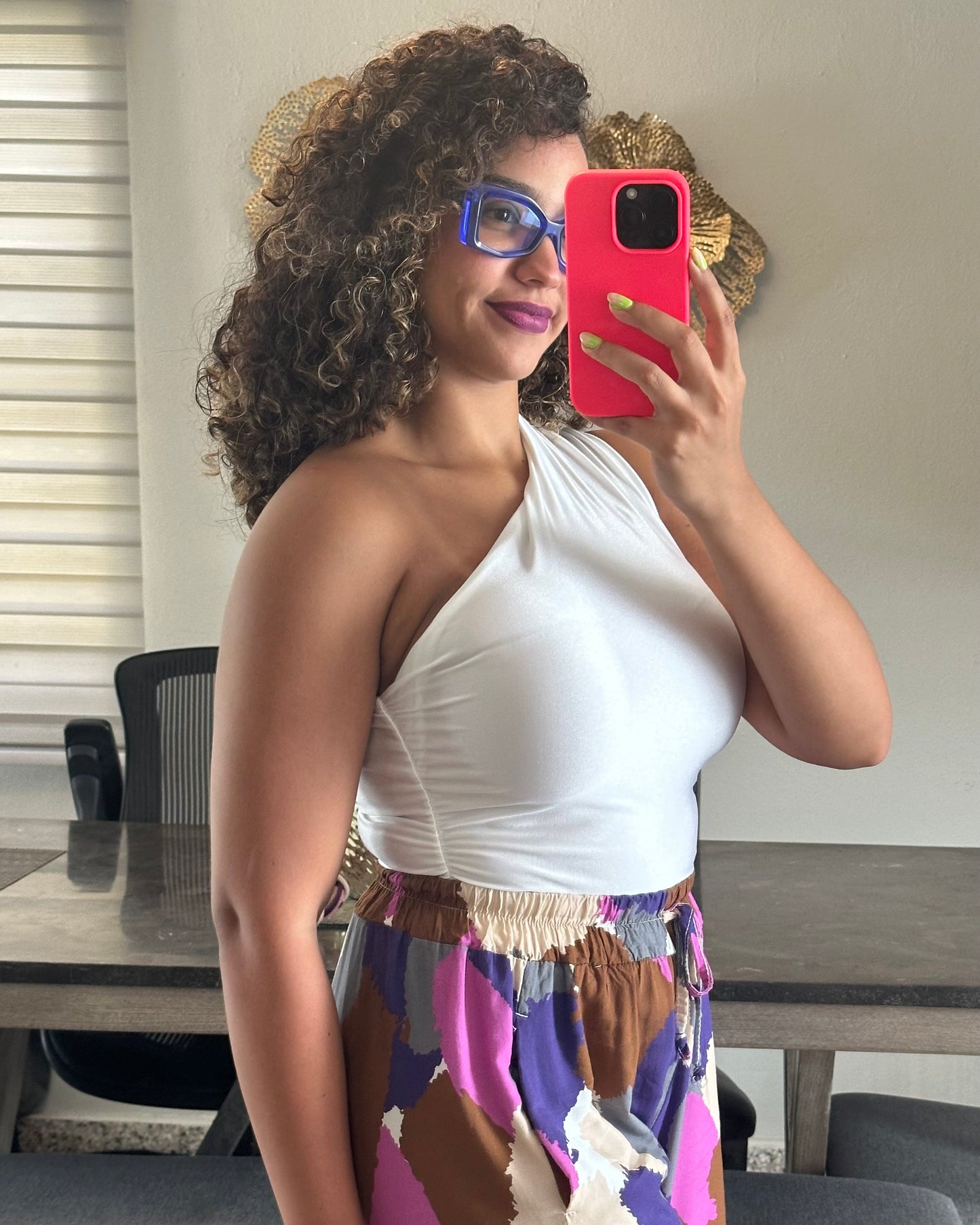 One Shoulder Nylon Crop Top