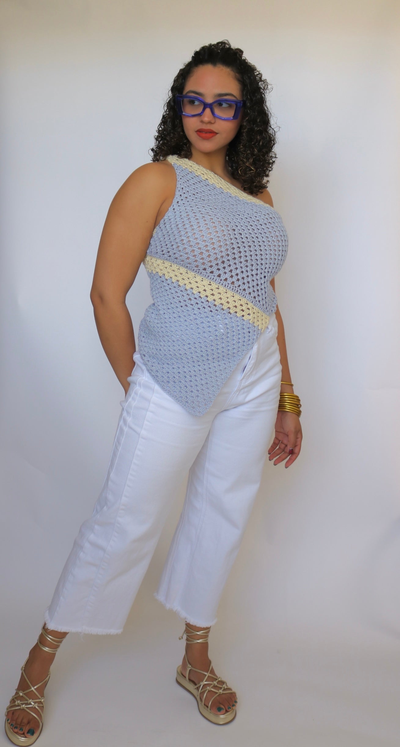 One Shoulder Assymetrical Crochet Top