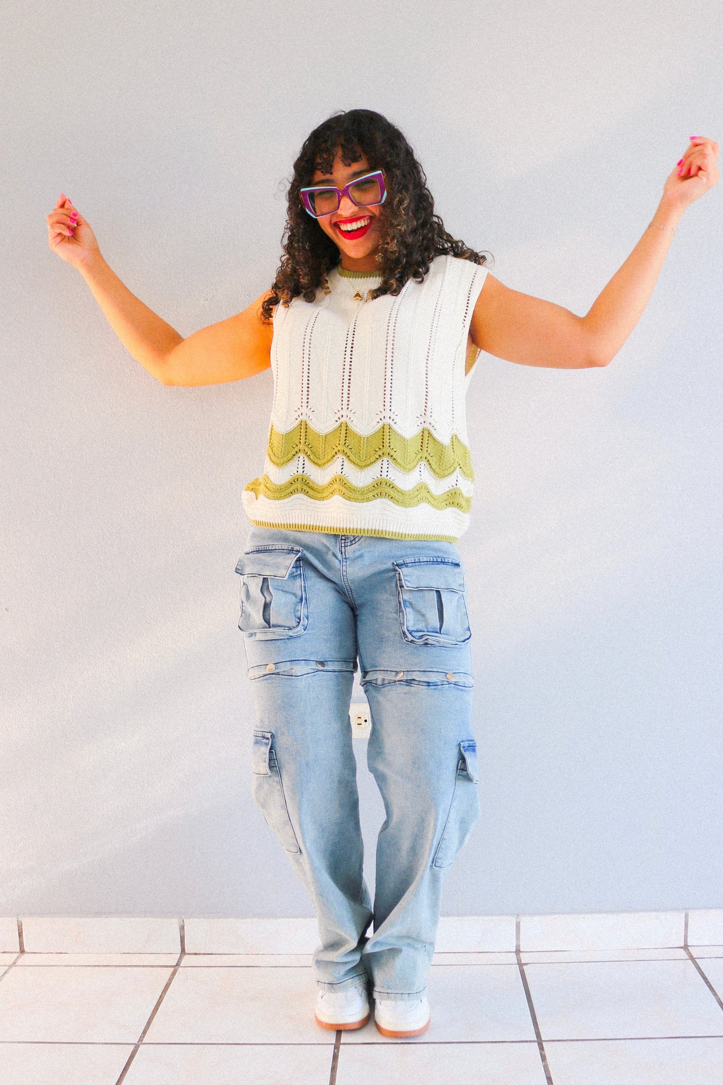 Cable Knit Sleeves Top