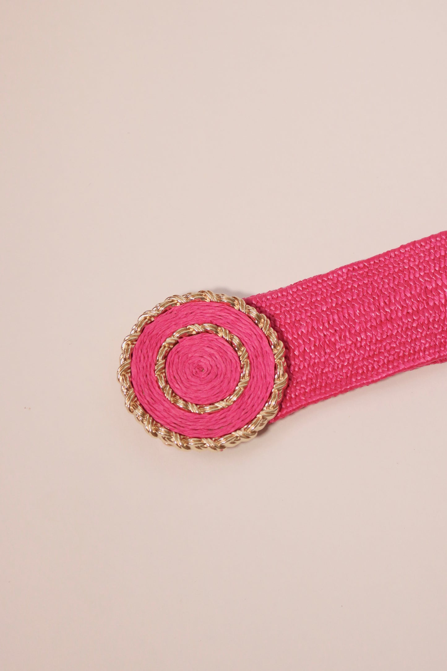 Gold Buckle Rafia Stretch Belt