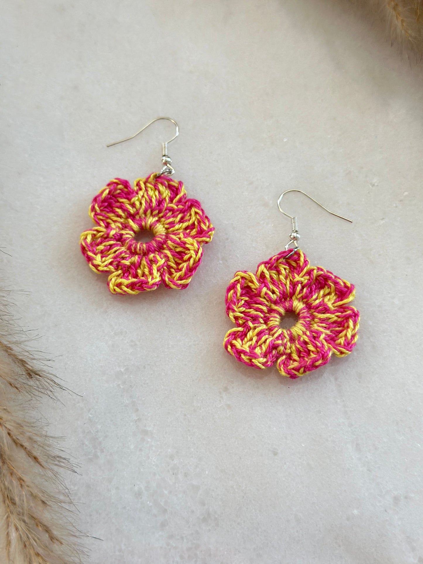 Medium Crochet Flower Earrings