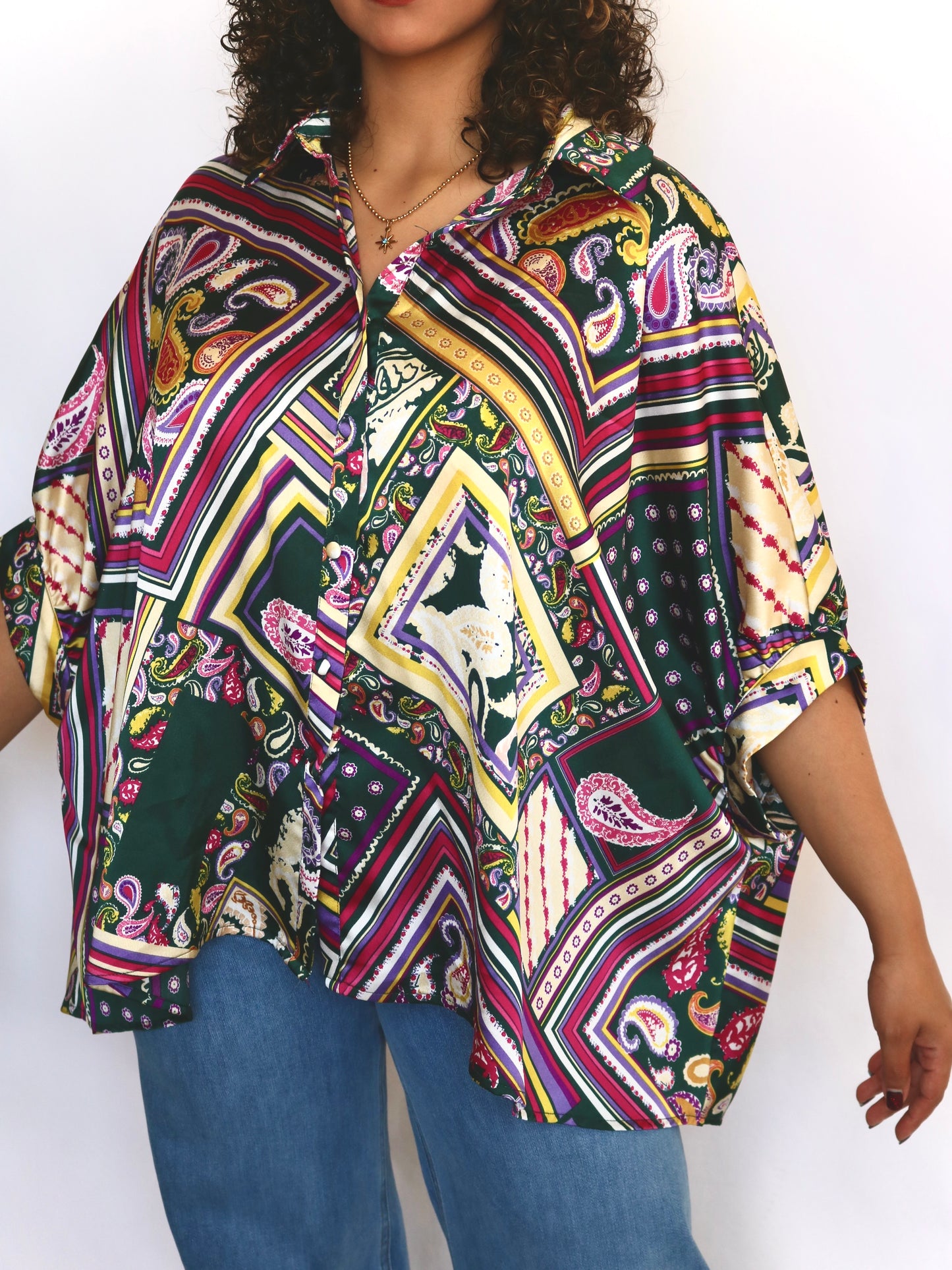 Printed Button down Blouse
