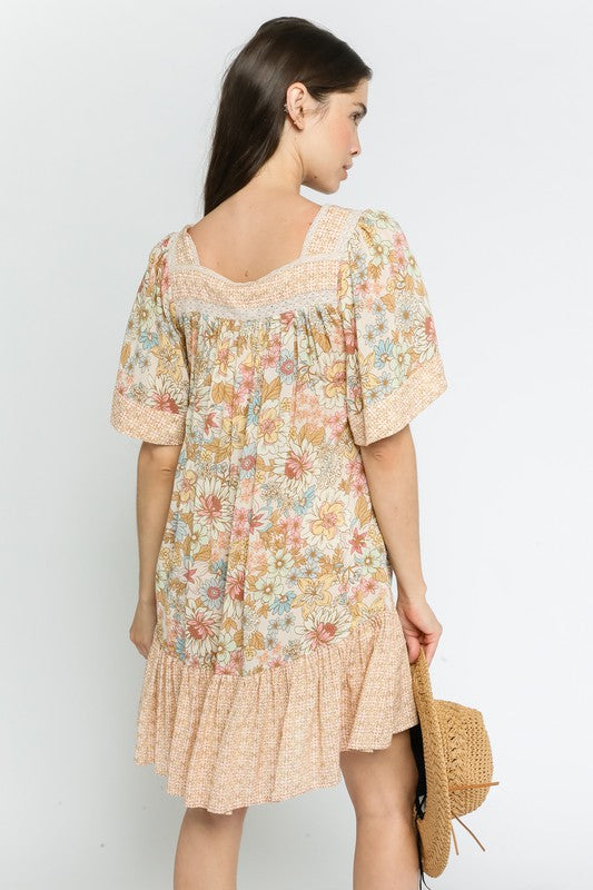 Taupe floral Dress
