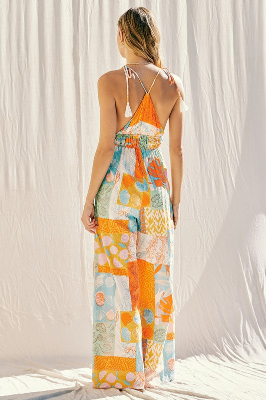 Cut Out Printed Jumpsuit