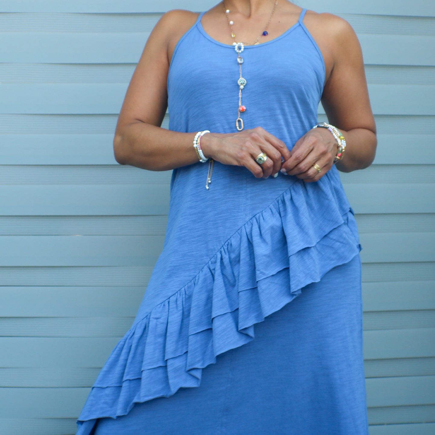 Ruffled Blue maxi dress