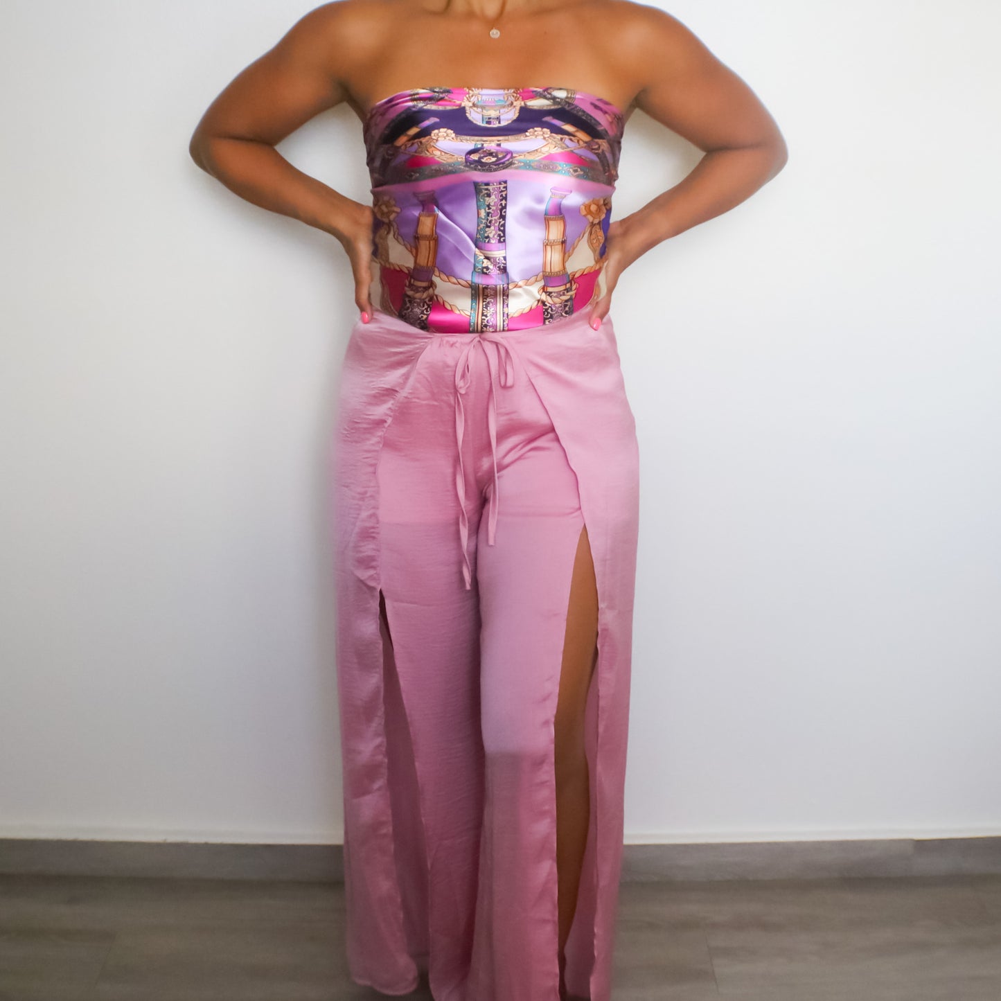 Pink Santin Pants