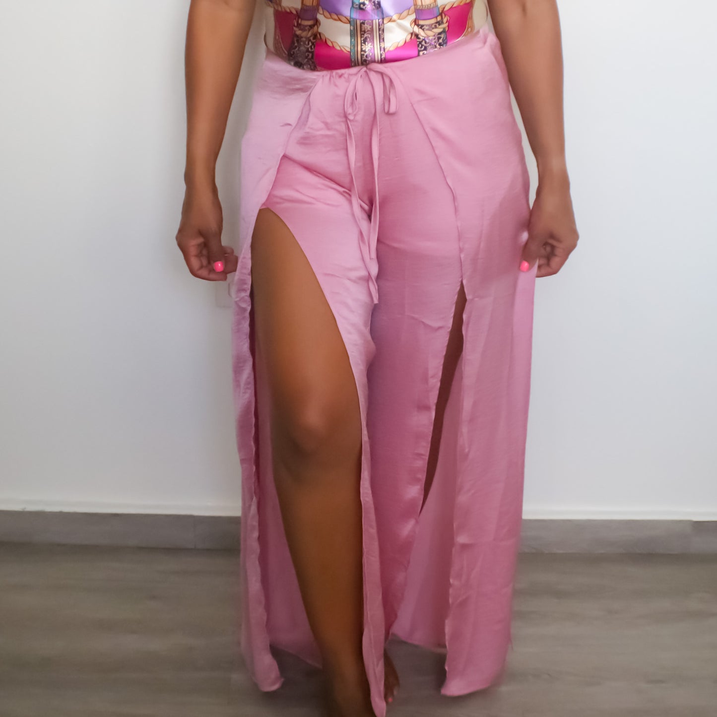 Pink Santin Pants