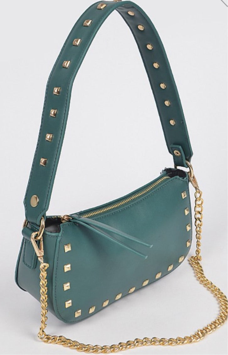 Studded chain shoulder bag