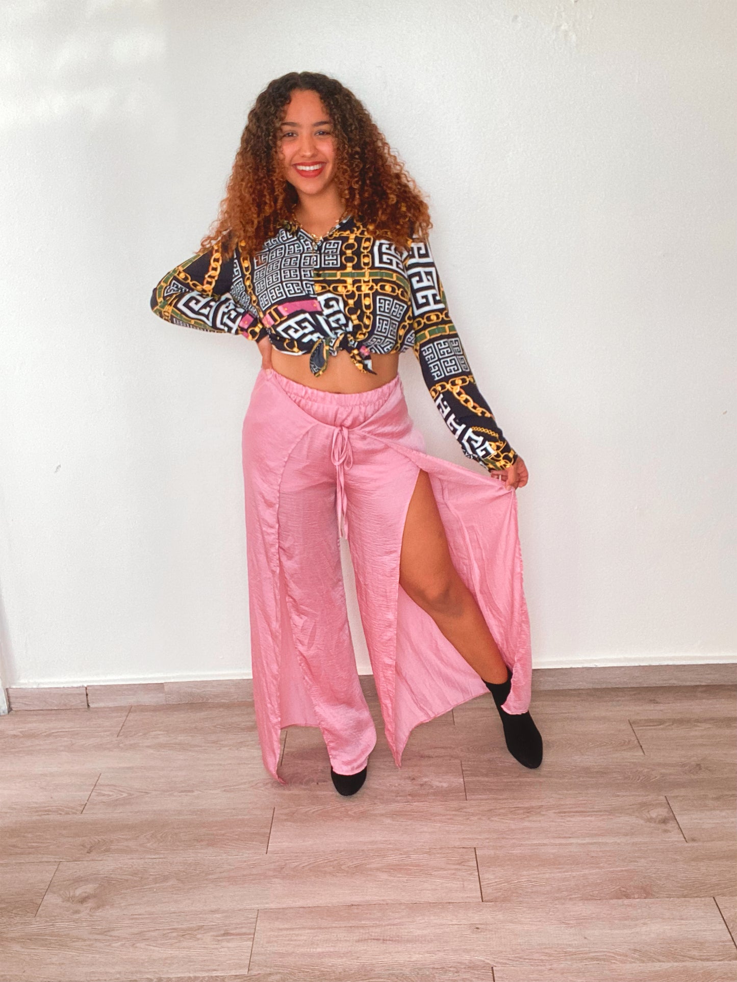 Pink Santin Pants
